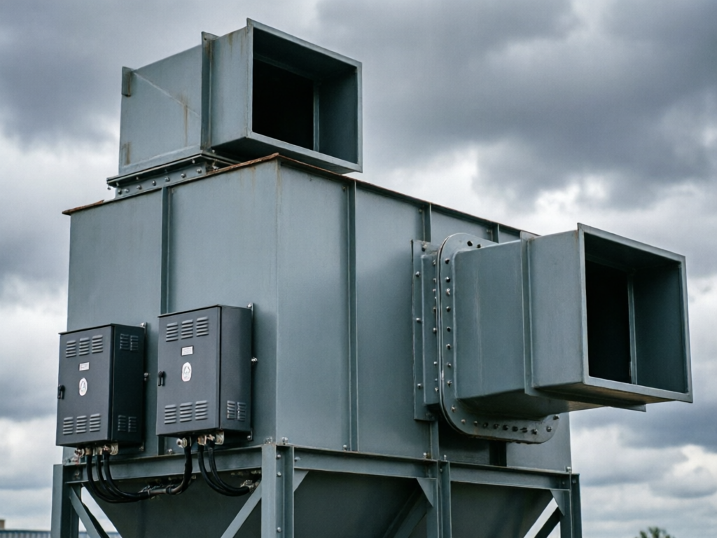 Hybrid electrostatic and bag filter dust collector installed at a power plant