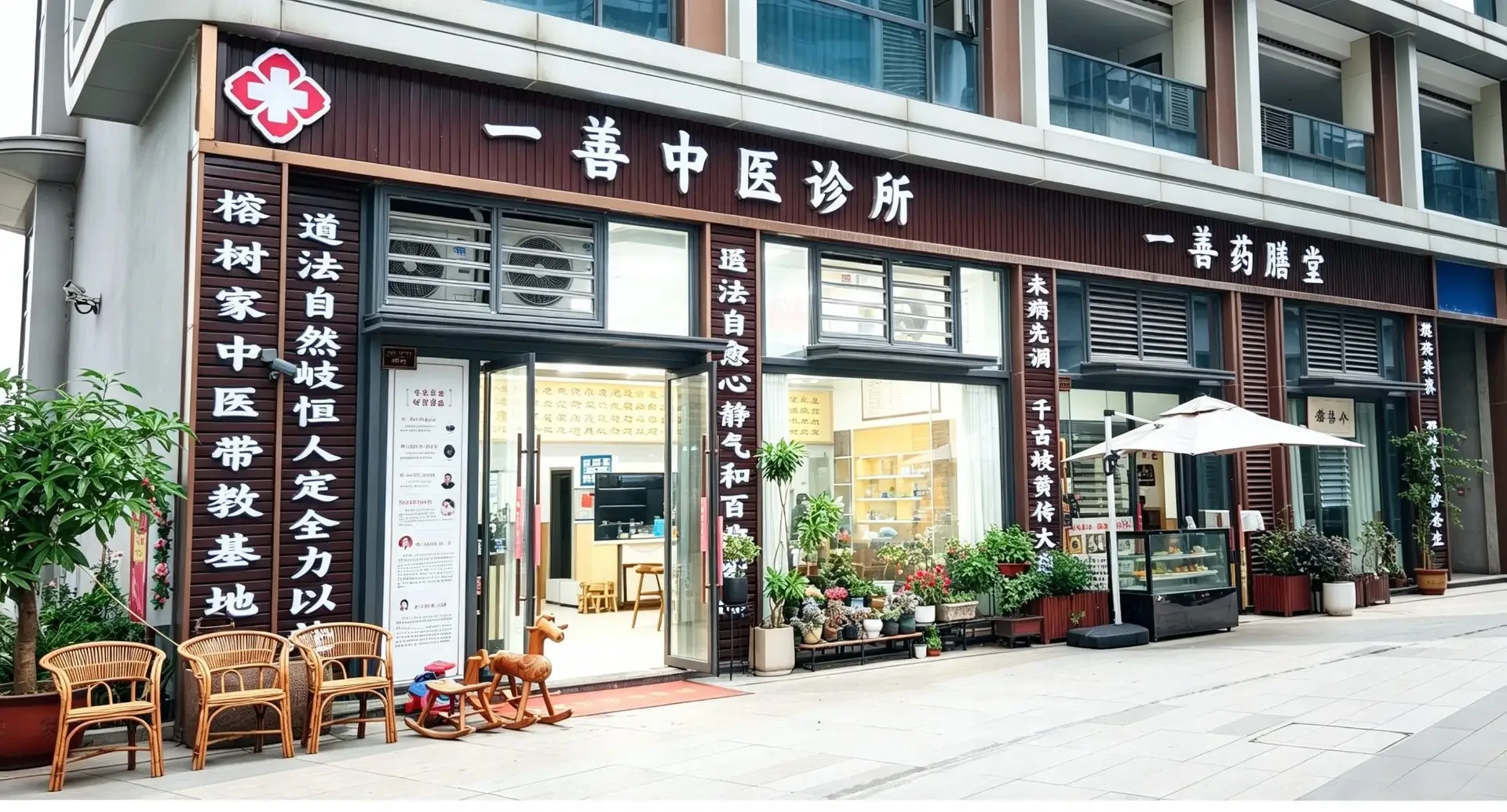 宜宾市一善中医诊所门头招牌,临街铺面日间实拍