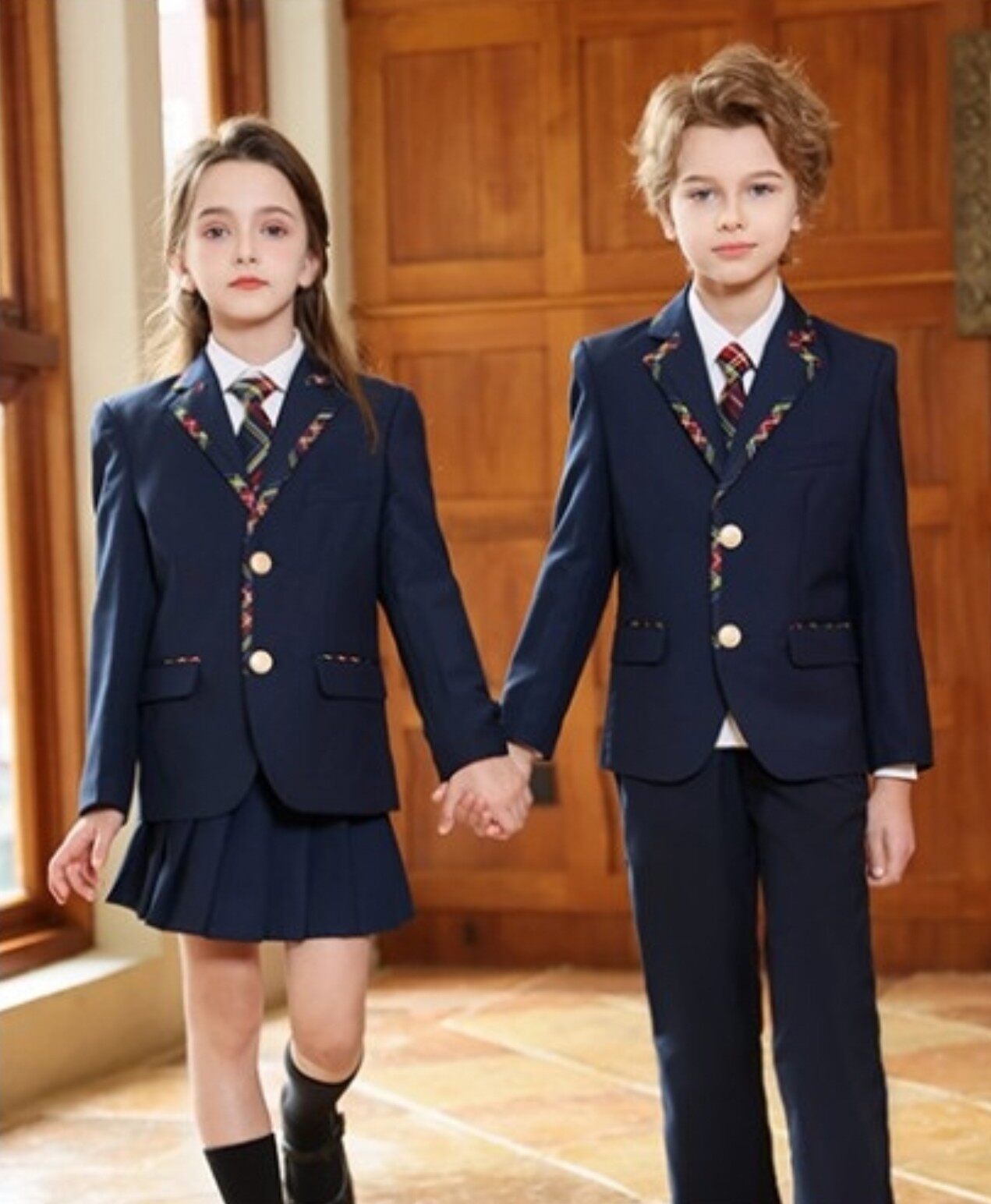 Navy Blazer Set with Colorful Trim
