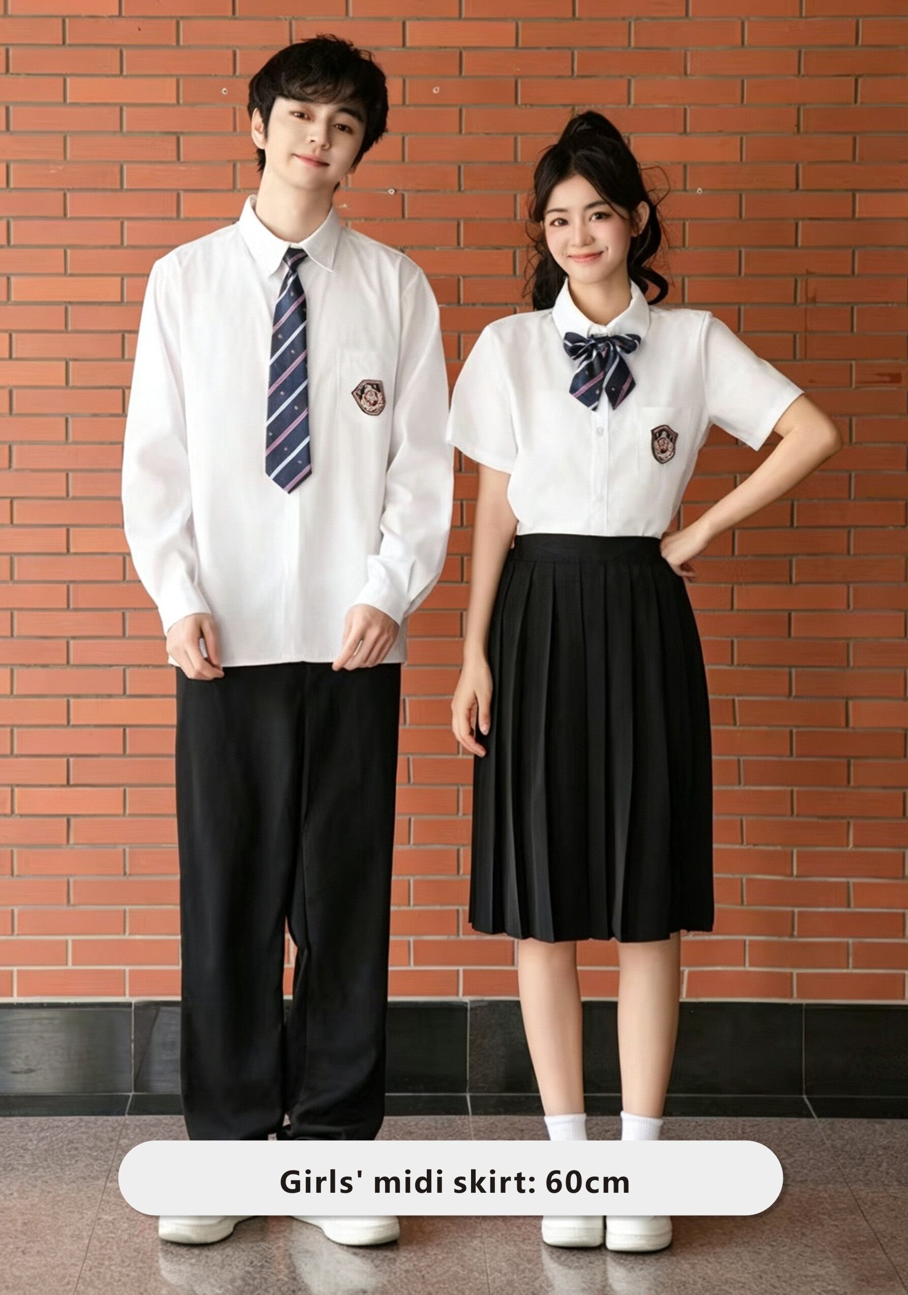 White Shirt and Striped Tie Set