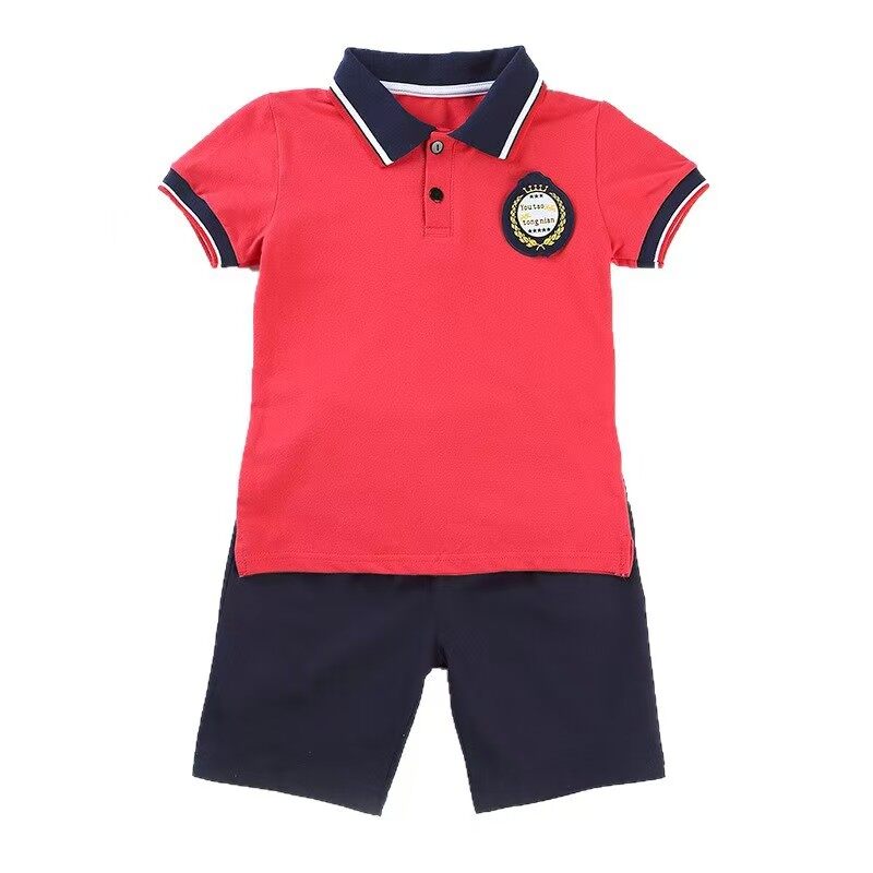 Children's Red Polo Shirt & Navy Shorts Set