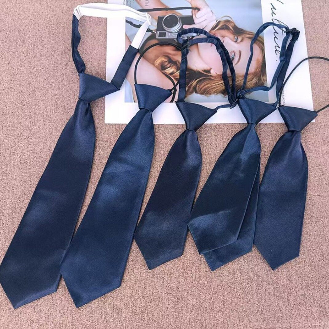 Solid Color Zipper Tie - Navy Blue