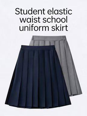 Student Elastic-Waist Pleated Skirt