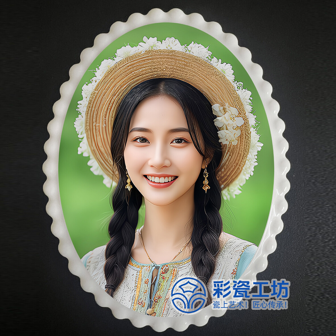 珍珠边瓷像