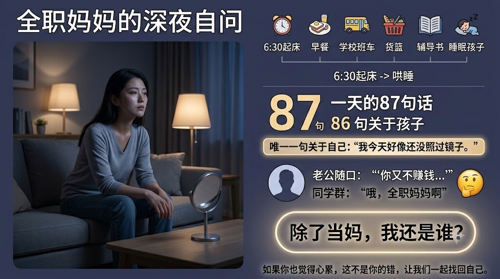 全职妈妈怎么找回自我价值?感觉自己除了带孩子什么都不会——一套从“自我苛责”到“自我关怀”的实操路径