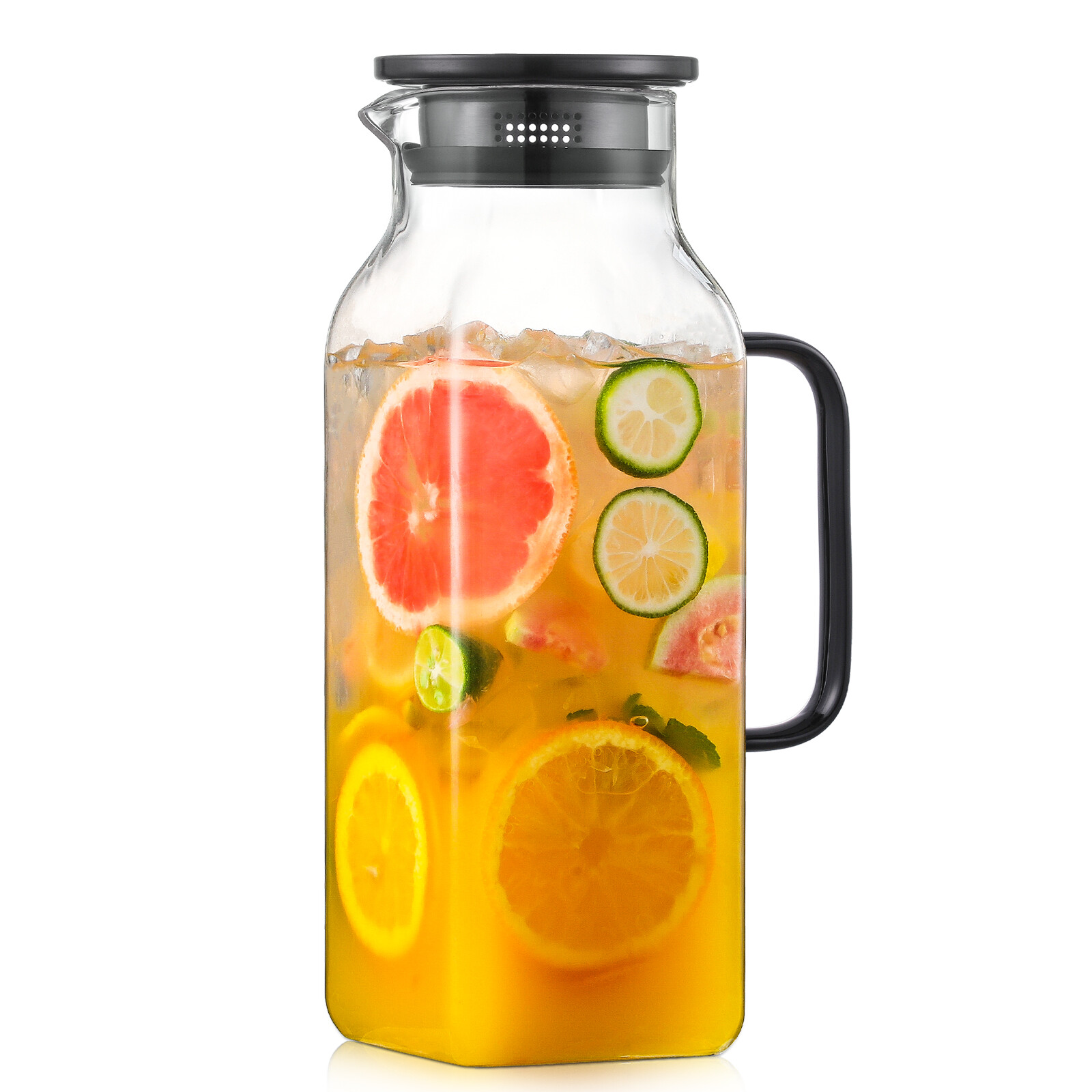 Netany 2 Quart (2 Liter 68 oz) Square Glass Pitcher with Lid and Spout view 7