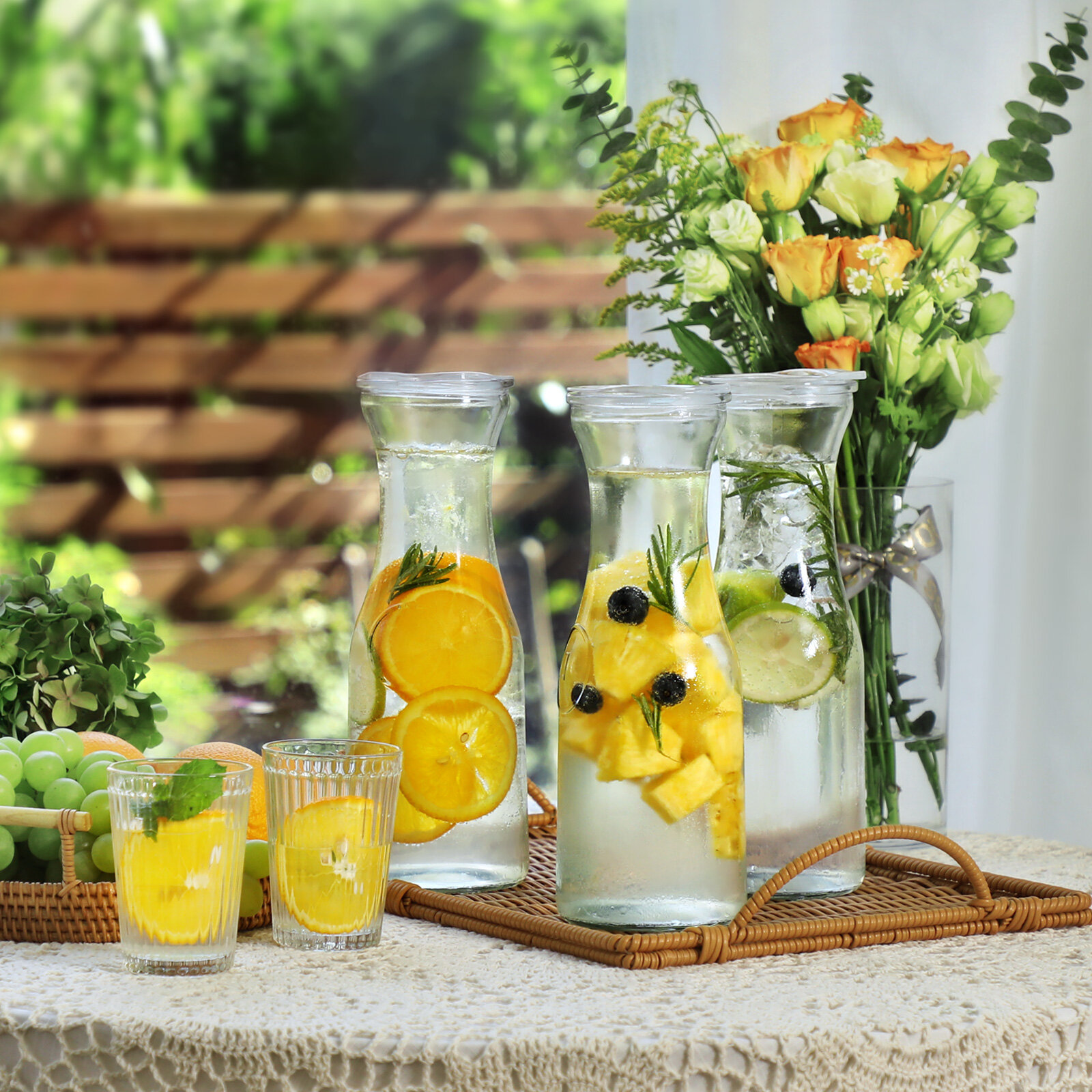 NETANY Set of 4 Glass Carafe with Lid view 4