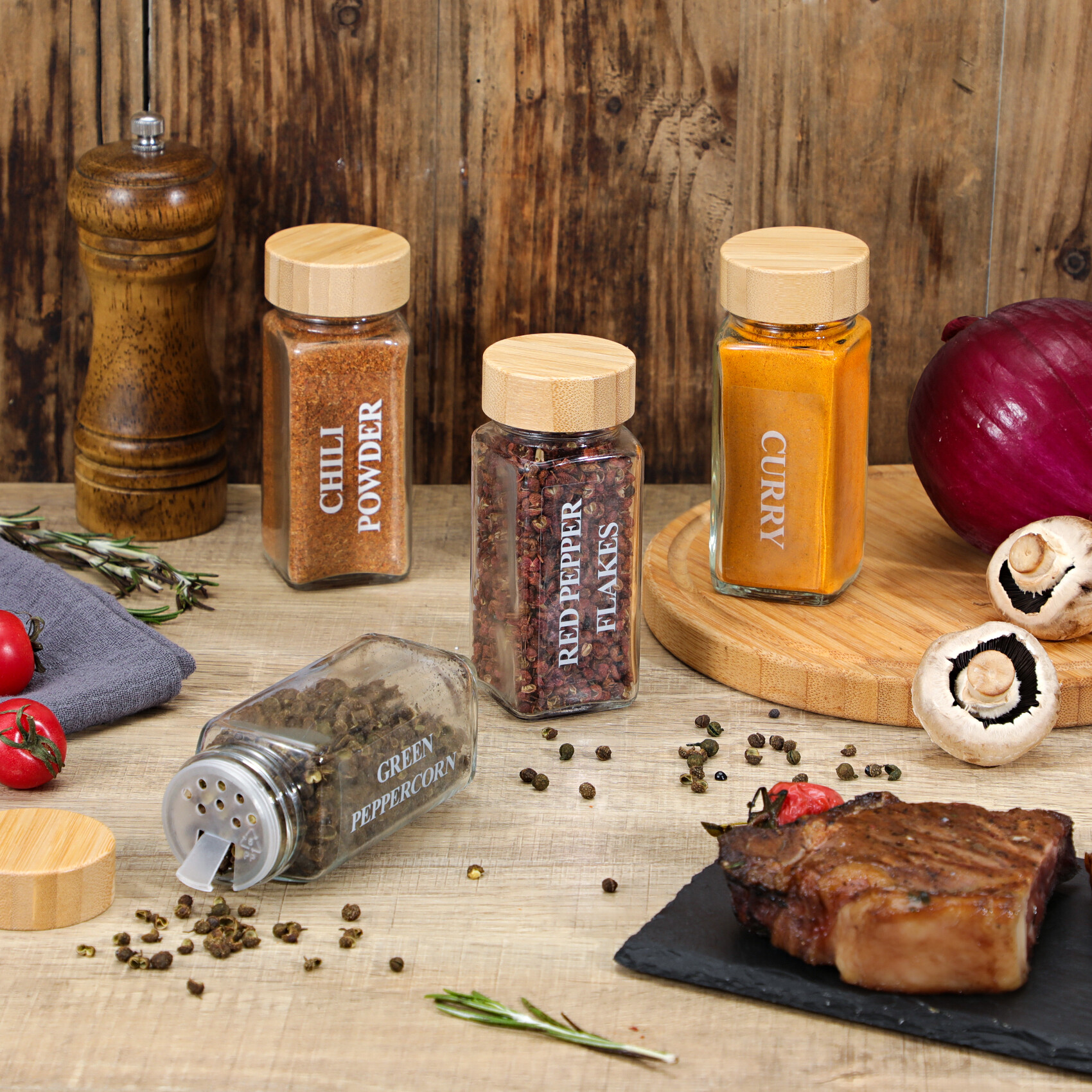 NETANY 24 Pcs 4oz Glass Spice Jars with Bamboo Lids view 6