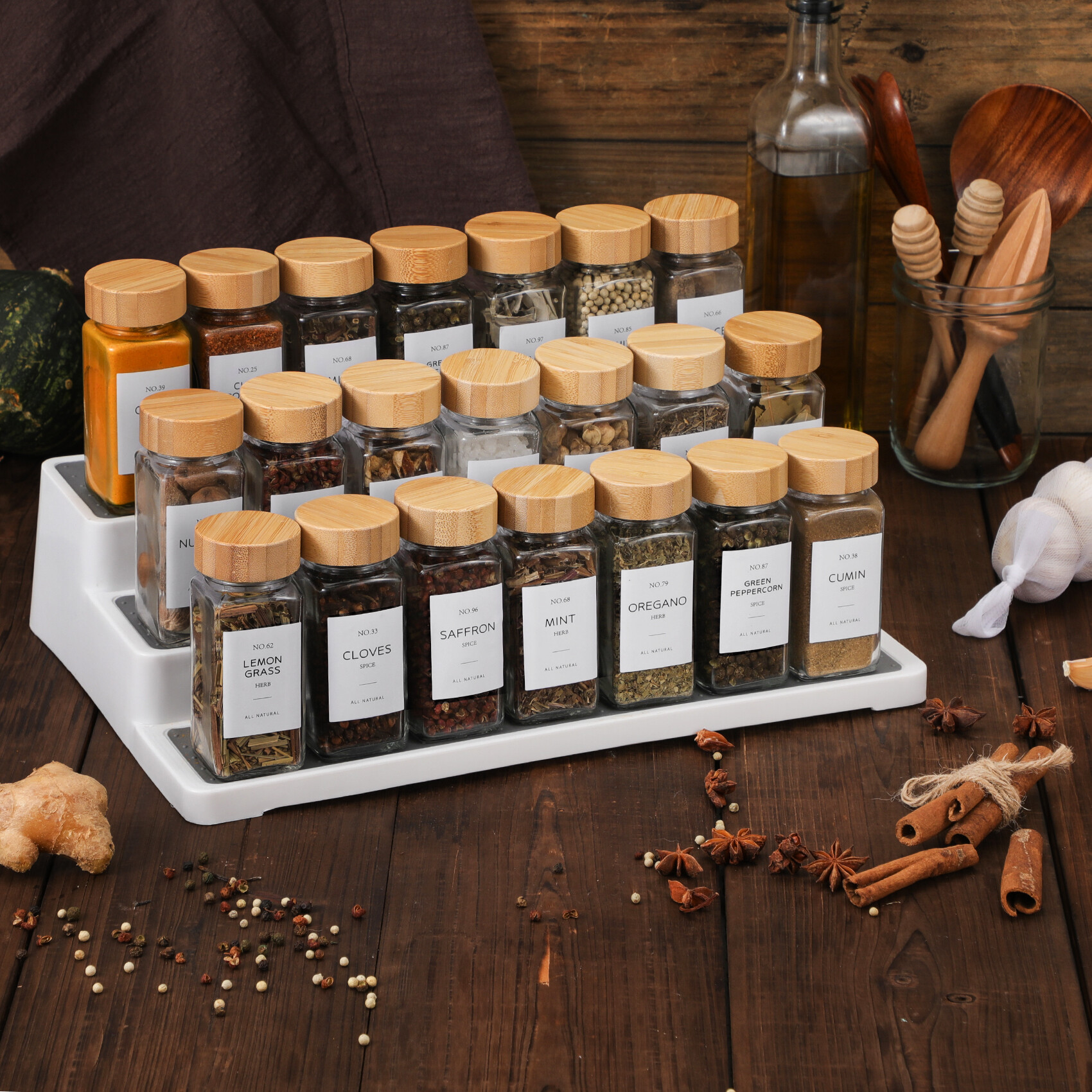 NETANY 24 Pcs 4oz Glass Spice Jars with Bamboo Lids view 7
