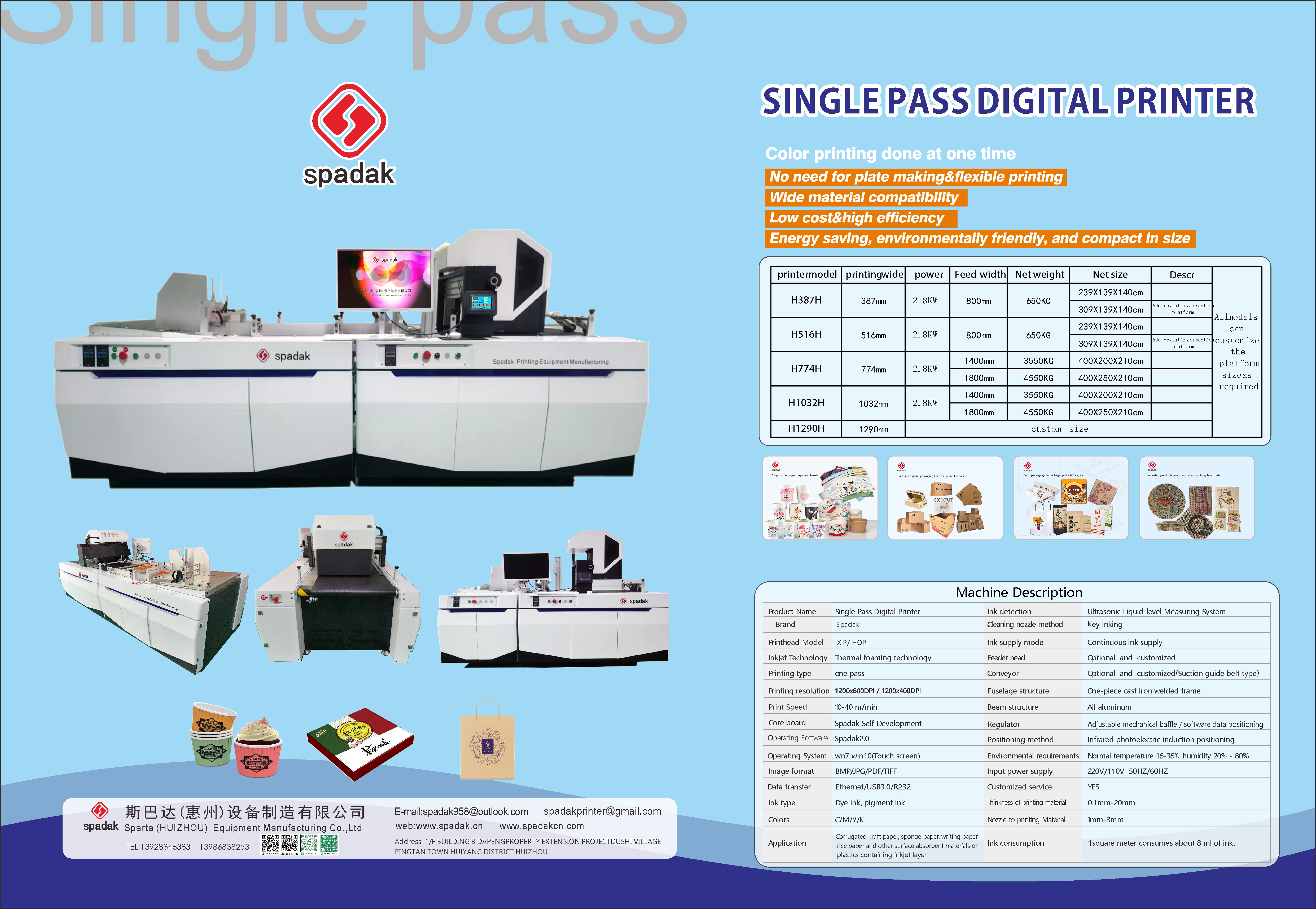 Desktop Single-Pass Digital Printer X320 X042+ Technical Specifications