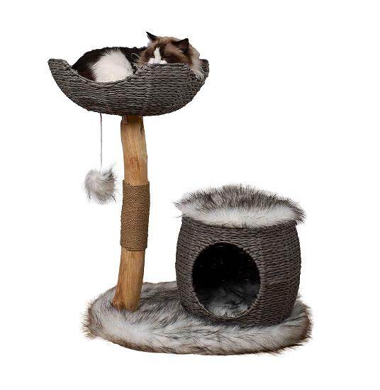 Wood Log Cat Tree - Plush Beds with Natural Log
