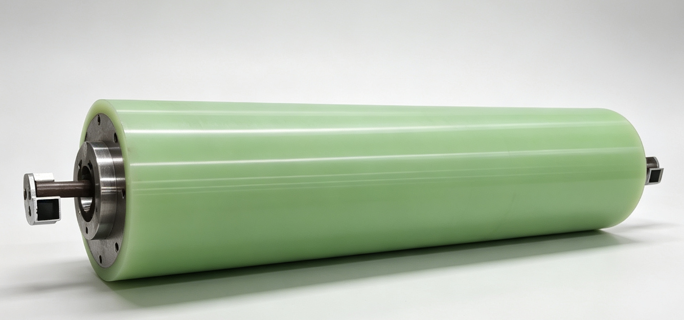 Green PU Roller with Metal End Caps