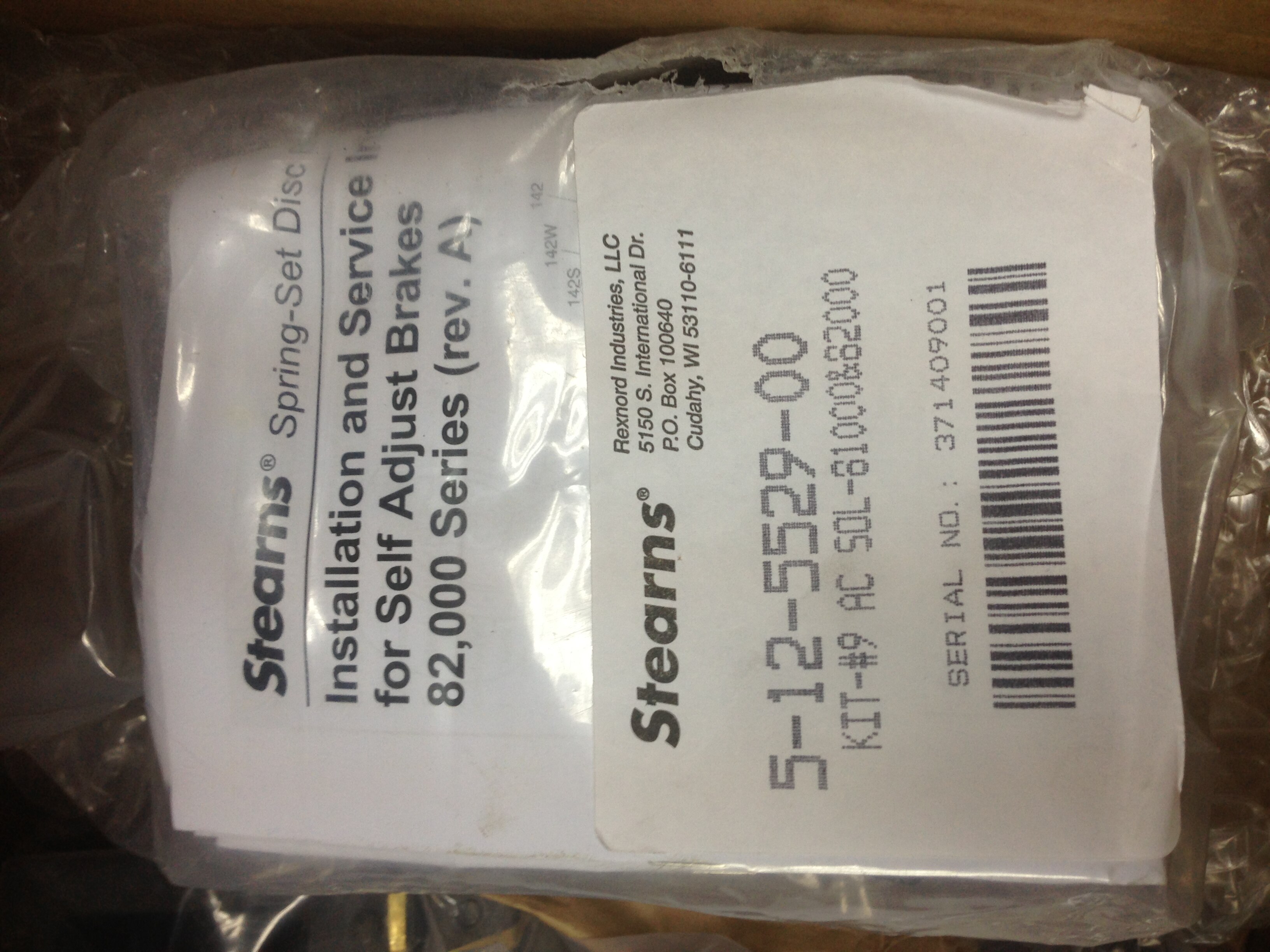 Stearns AC solenoid kit, part number 5-12-5529-00