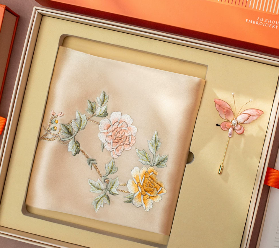 Embroidered Silk Scarf 7
