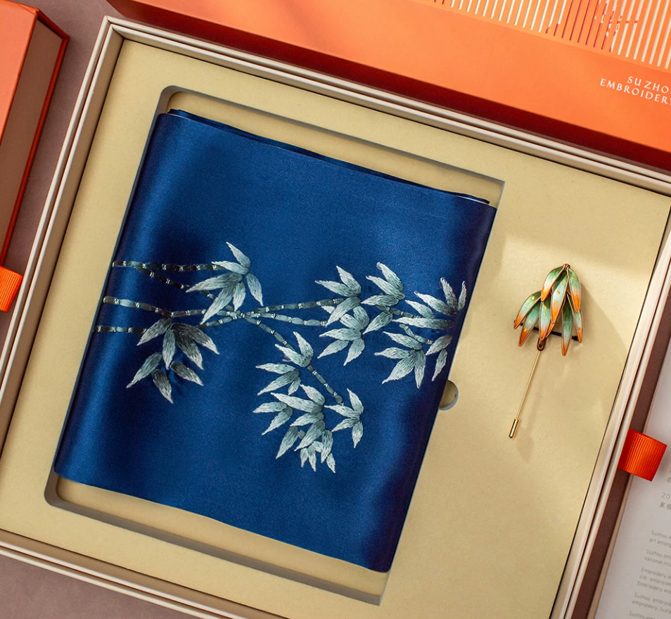 Embroidered Silk Scarf 6