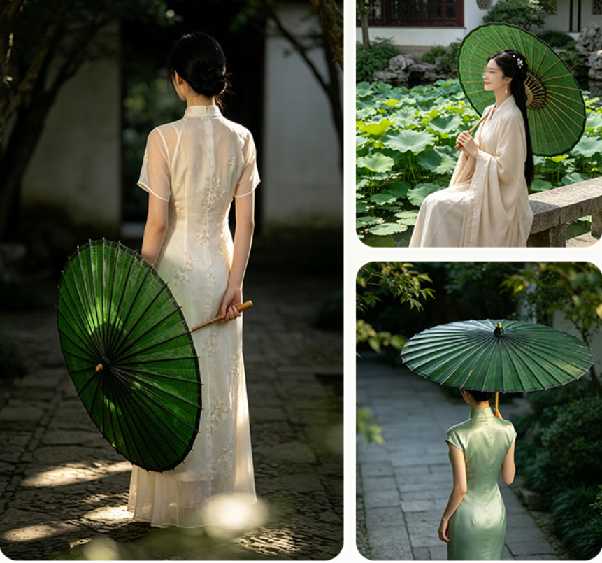 Intangible Cultural Heritage Handmade Tung Oil Paper Umbrella
Ancient dyeing craft, green canopy. Ancient style, suitable for rain and sun protection. 5