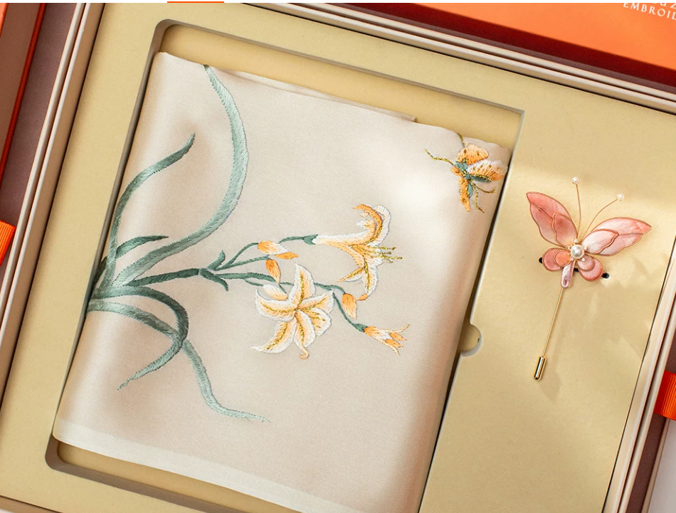 Embroidered Silk Scarf 5