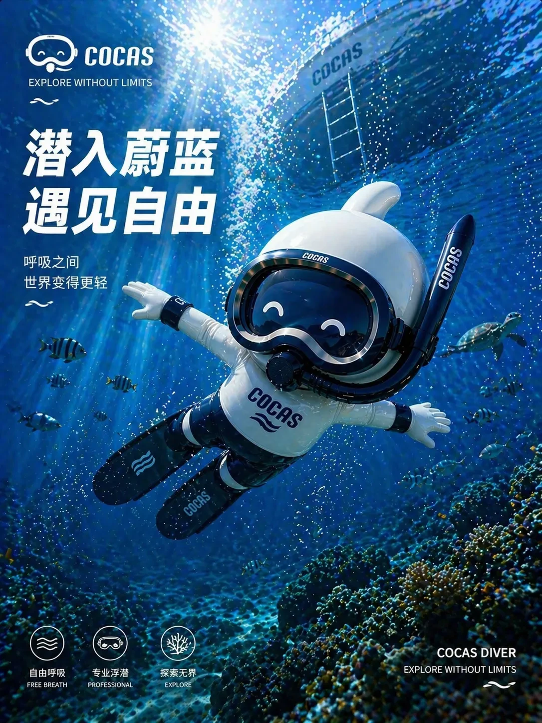 COCAS 品牌海报:潜入蔚蓝,遇见自由