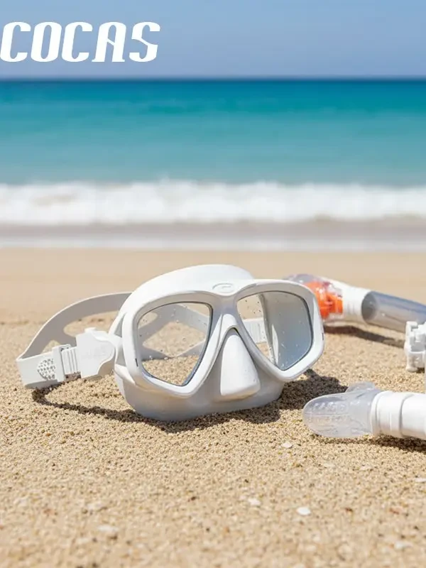 COCAS White Snorkel Mask and Snorkel Set Product Image