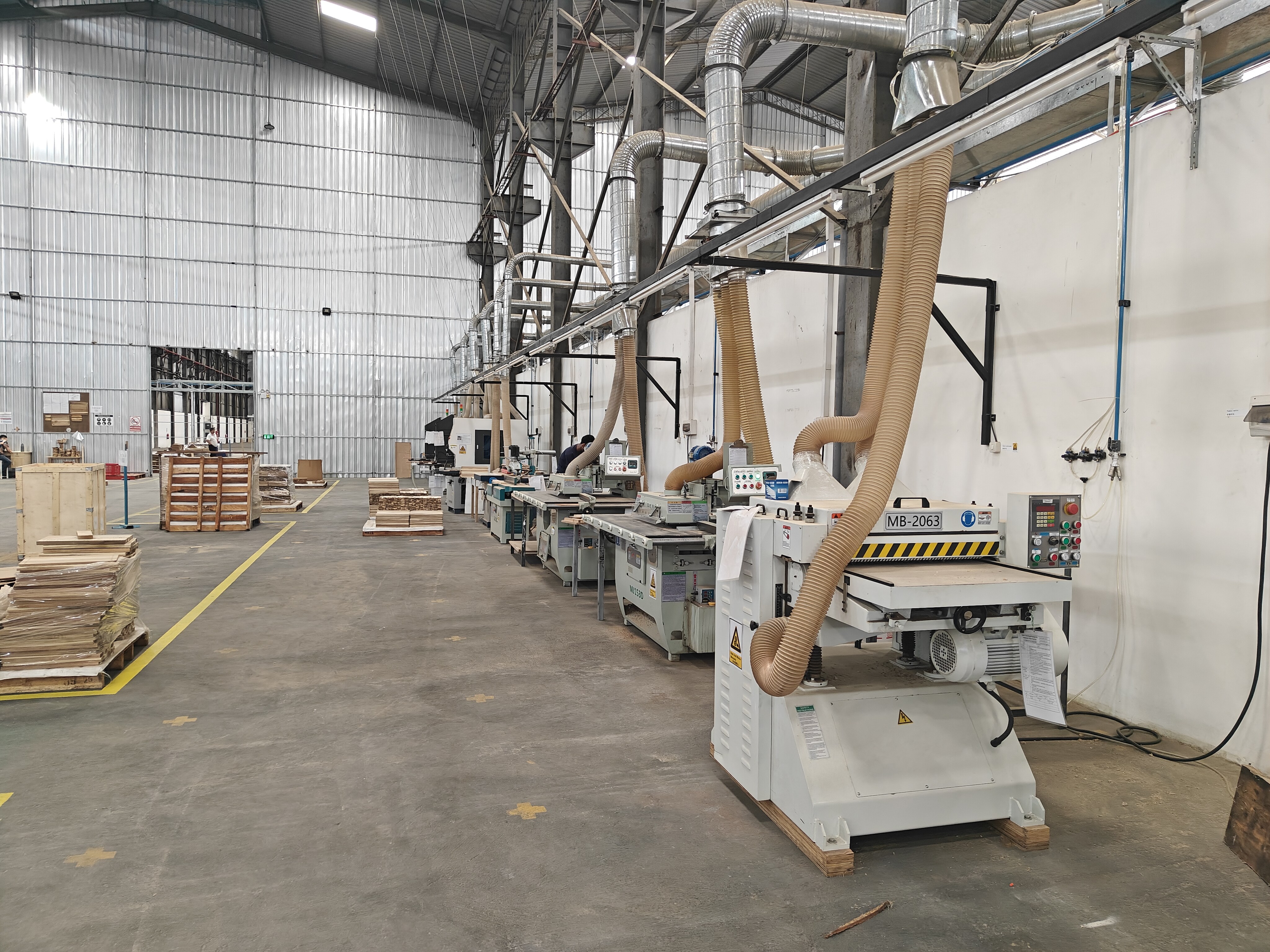 Factory workshop with woodworking machinery