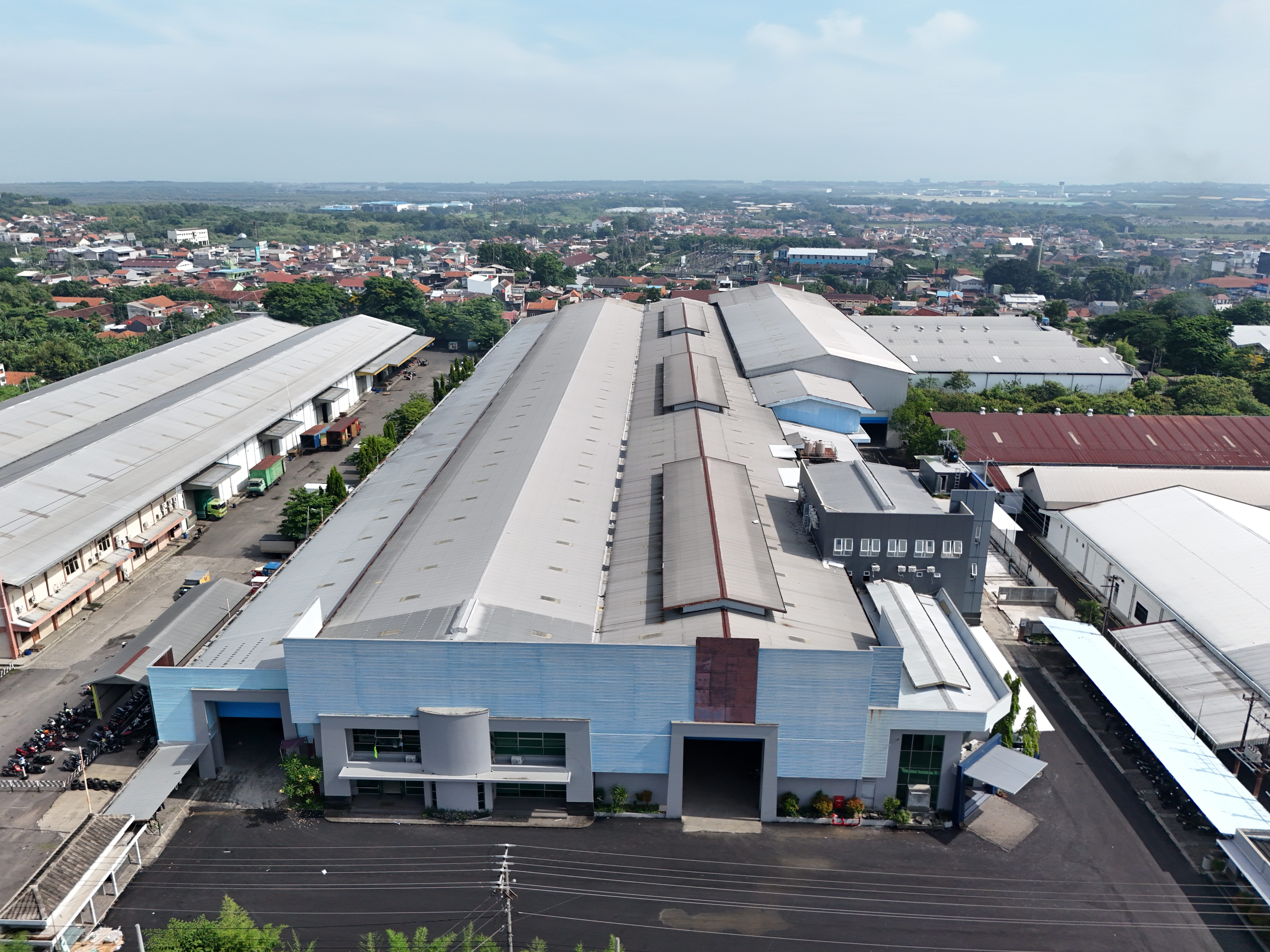 Aerial view of factory complex