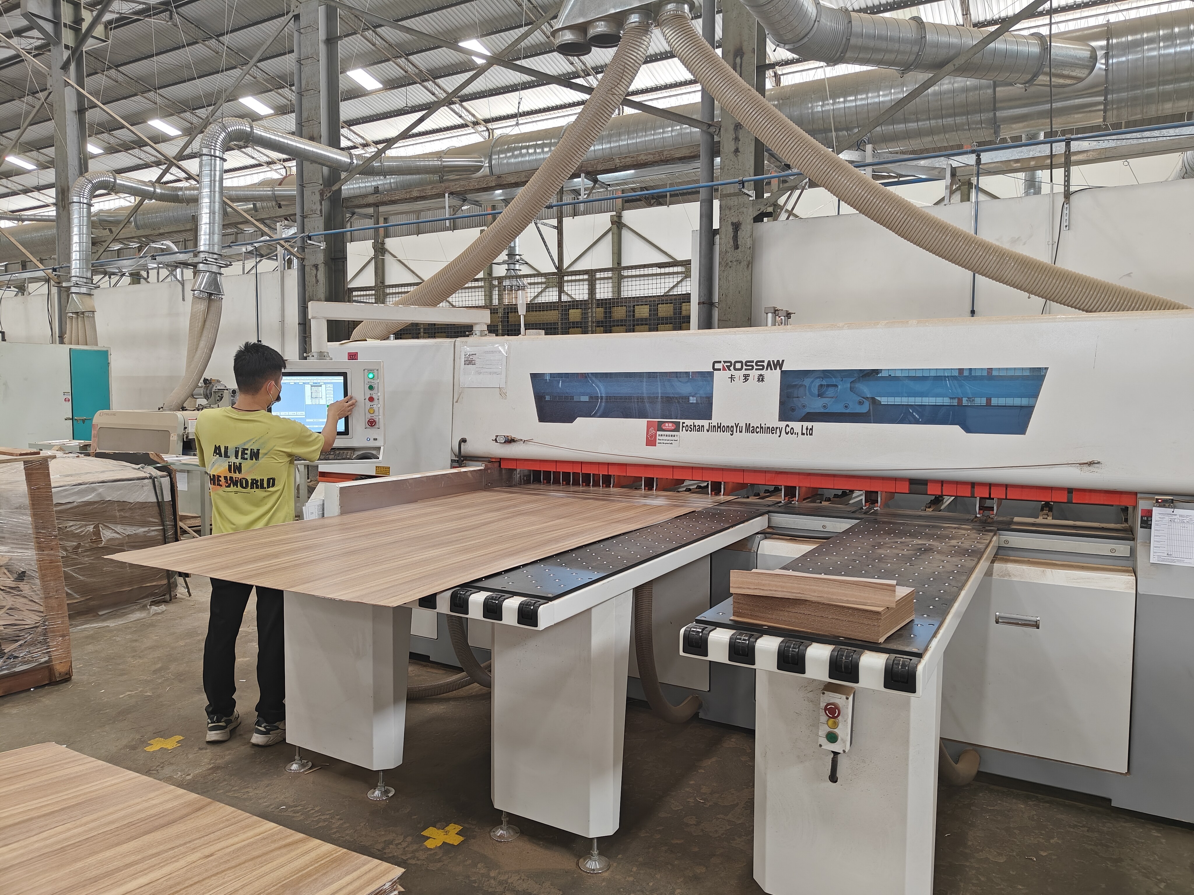CNC wood cutting machine in operation