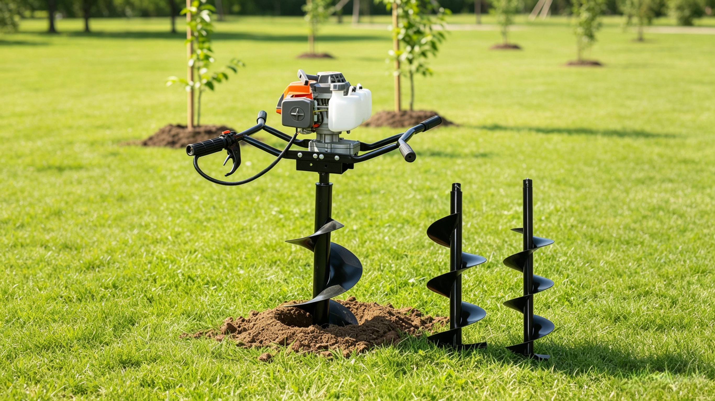 2 Persons Operate High Power Professional Gasoline Earth Auger Ground Drill view 1