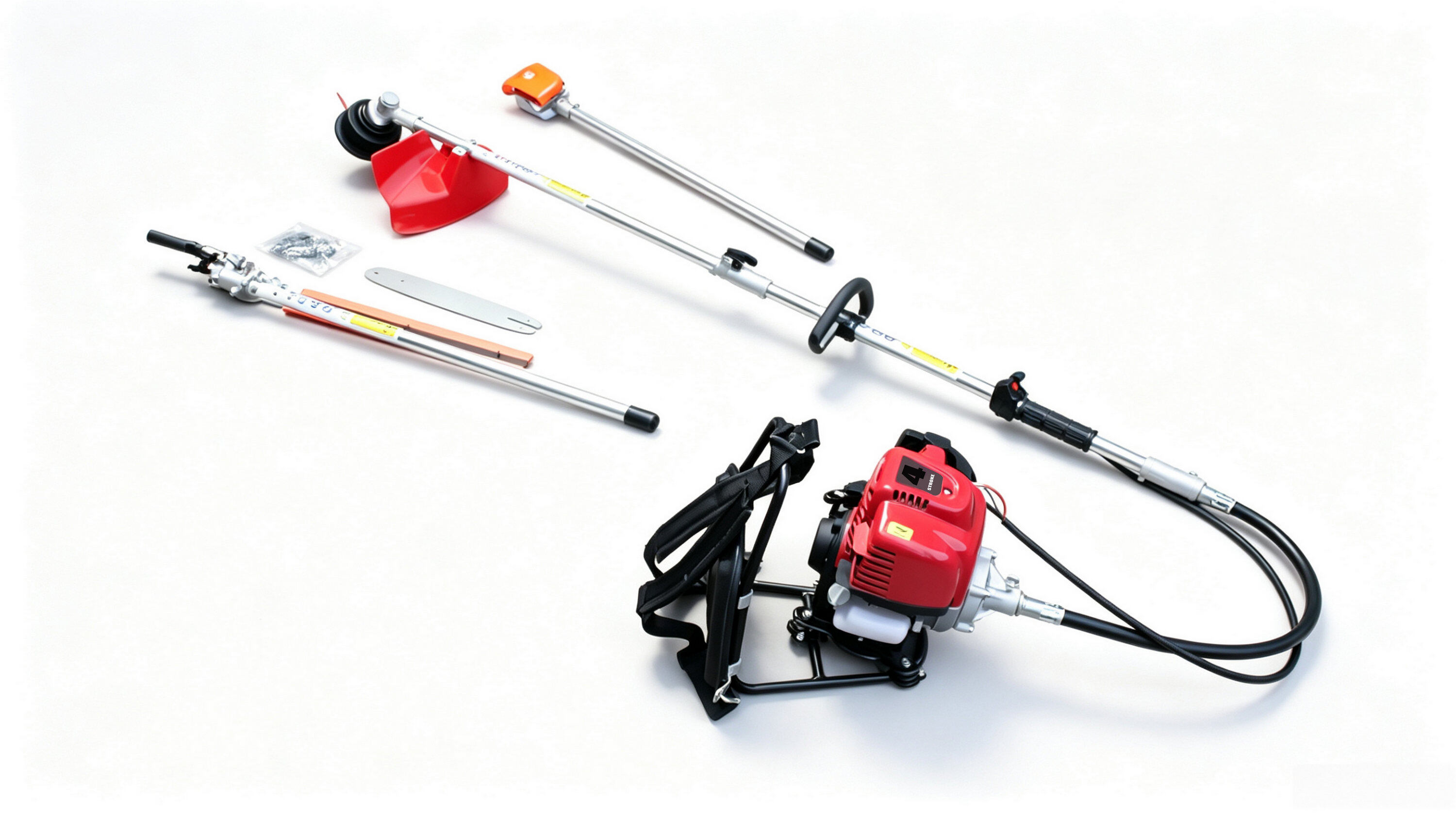 Backpack Multi functional GX35 4 Stroke Engine Brush Cutter Grass Trimmer with Pole saw Pole trimmer and Metal Blades
