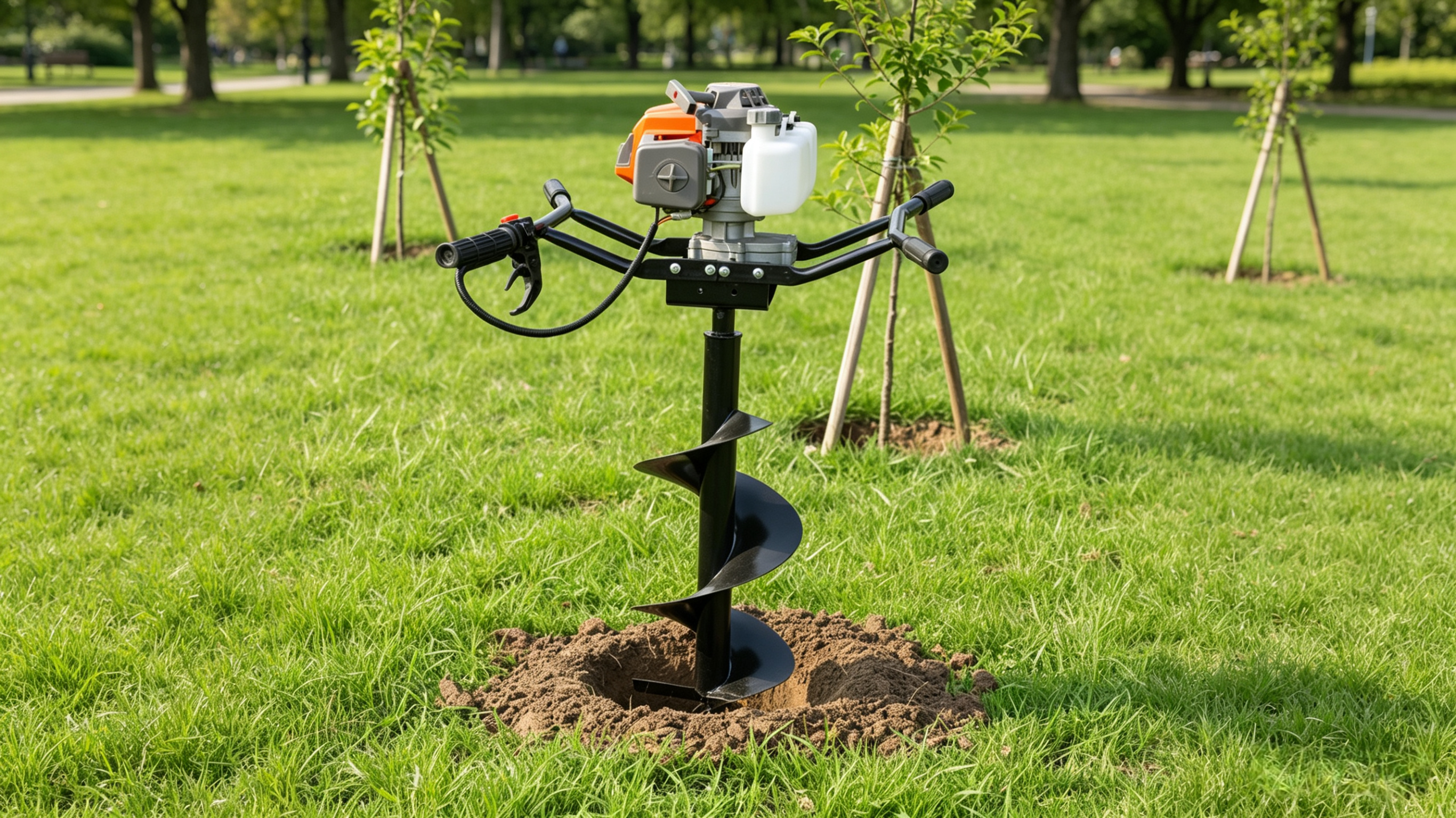2 Persons Operate High Power Professional Gasoline Earth Auger Ground Drill