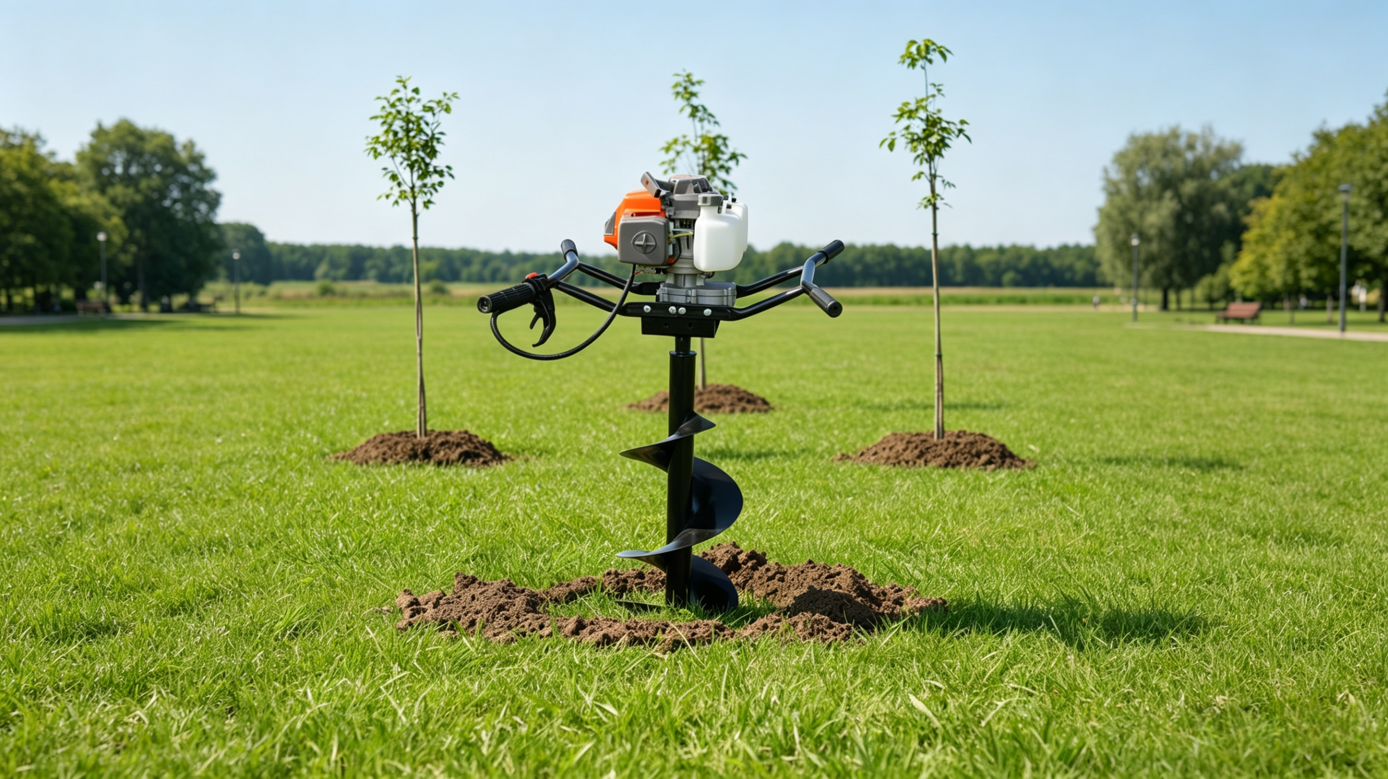 2 Persons Operate High Power Professional Gasoline Earth Auger Ground Drill