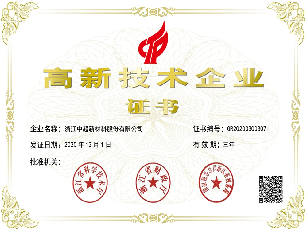 High-Tech Enterprise Certificate