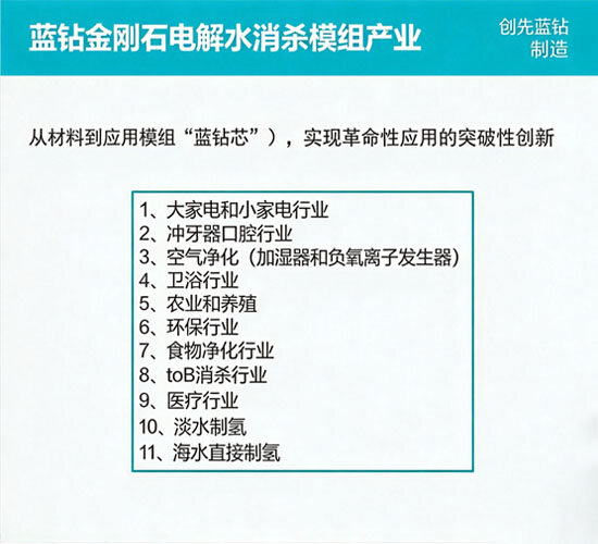 蓝钻金刚石电解水消杀模组产业