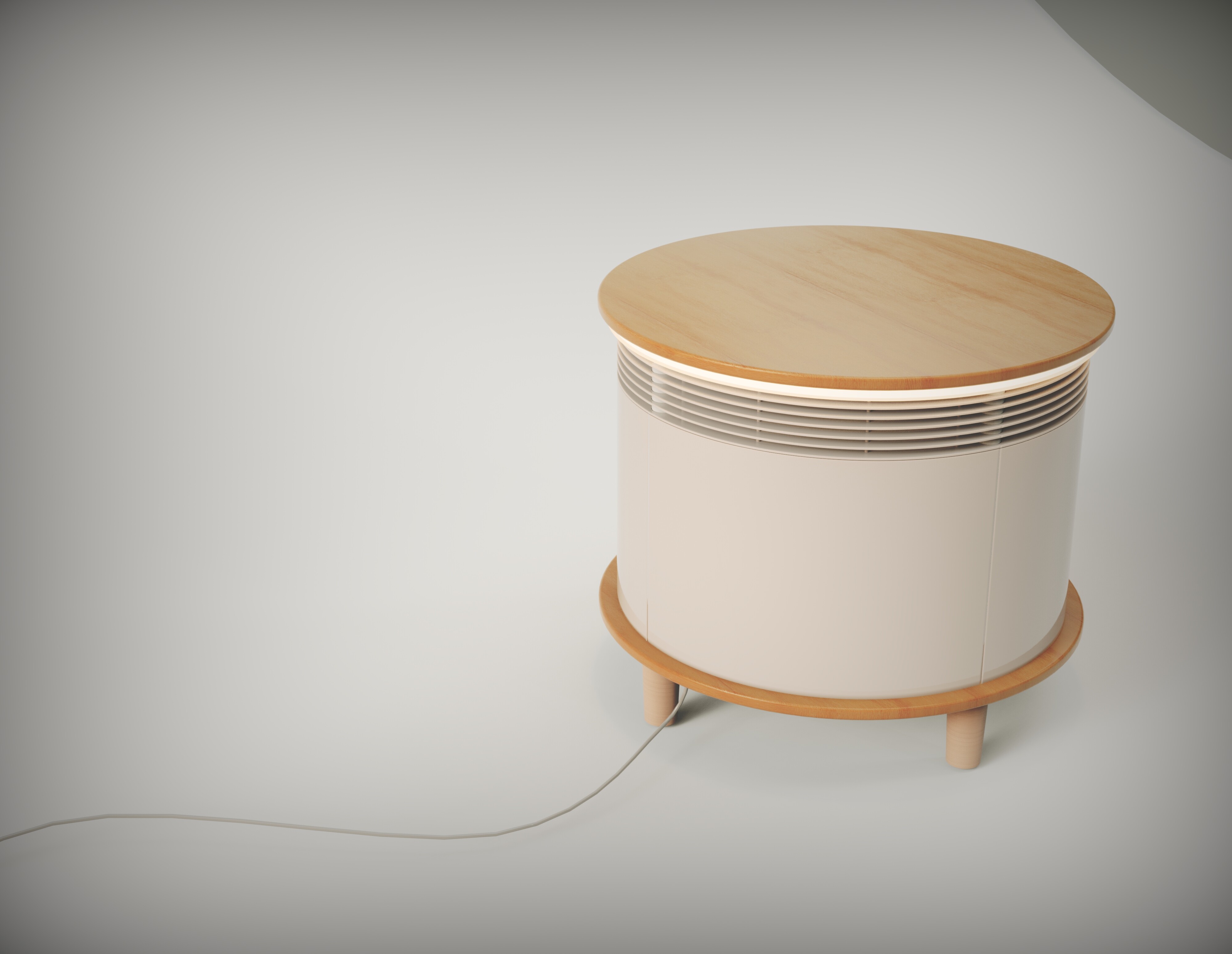 Round Table Fan - Natural Wood