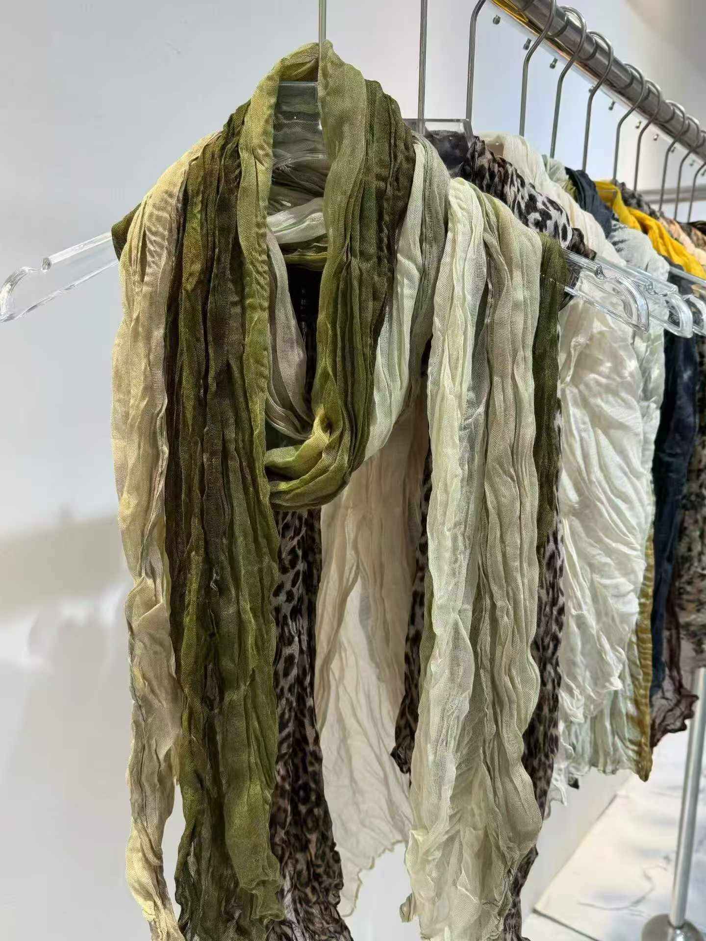 Green Ombre Crinkle Scarf