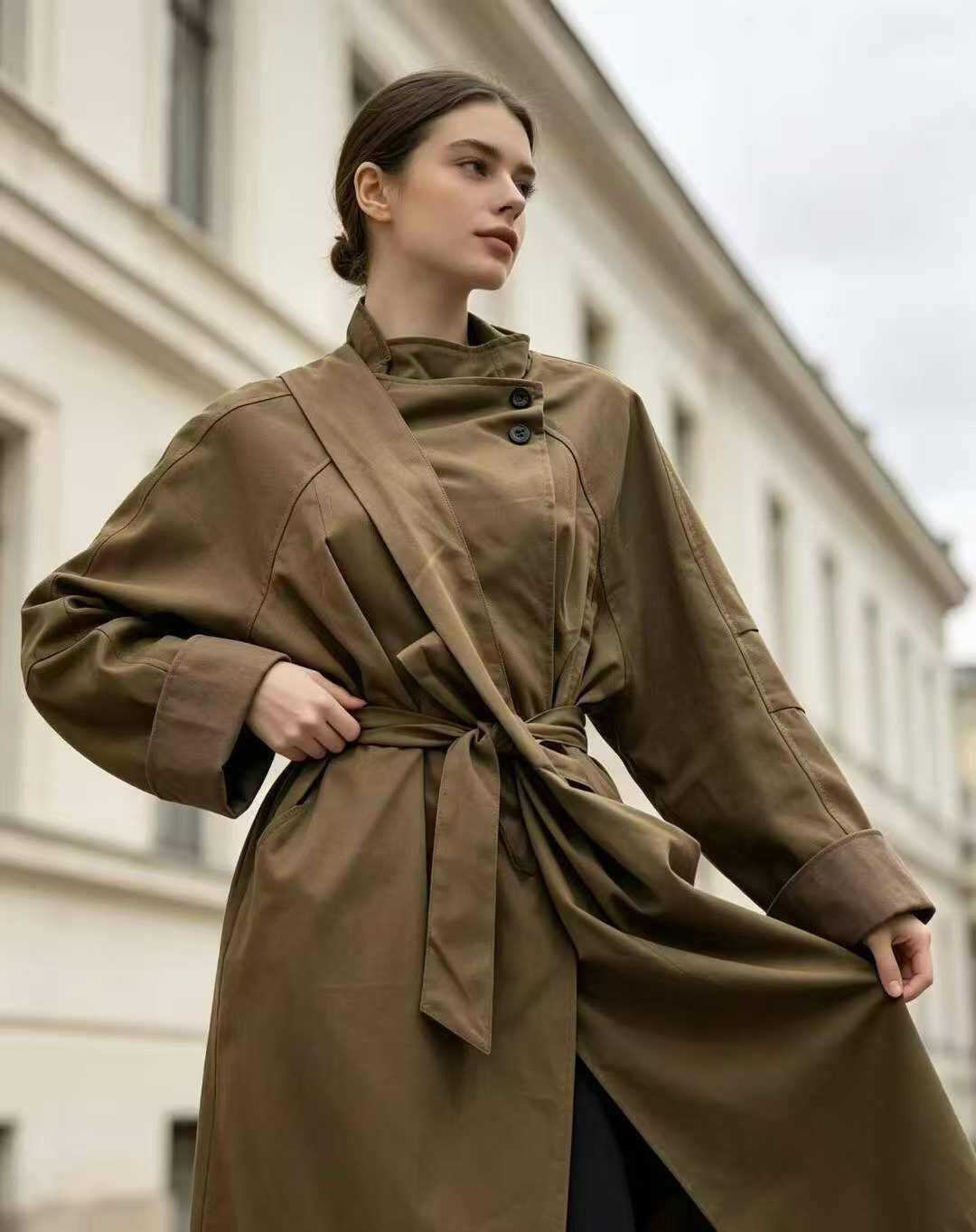 Olive Oversized Trench Coat