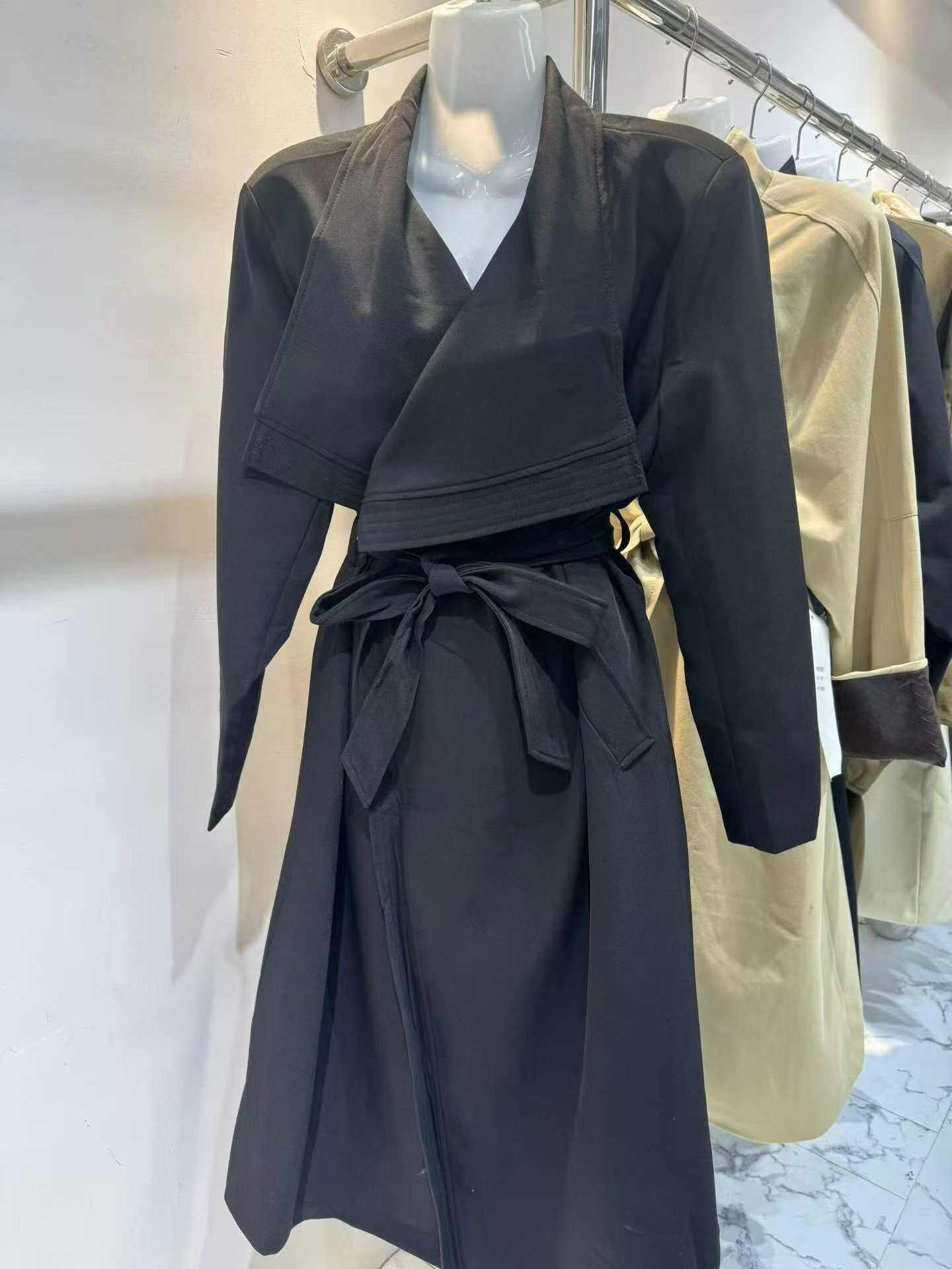 Black Wrap Trench Coat