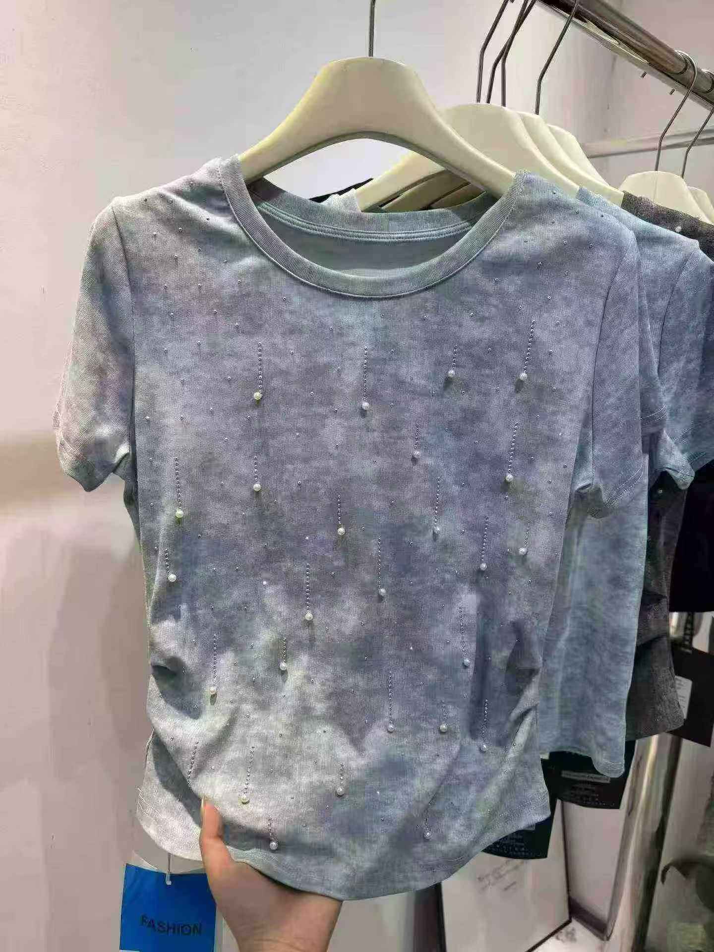 Blue Tie-Dye Pearl Tee