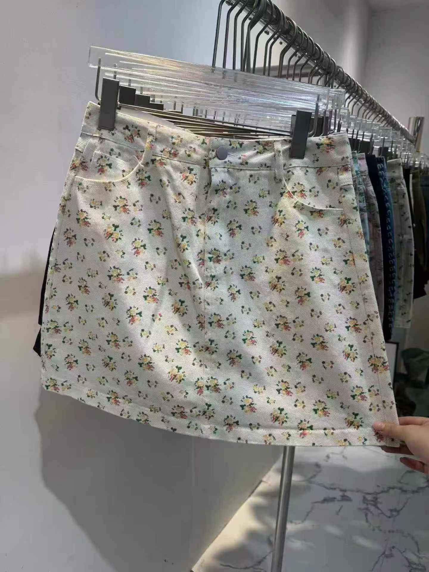 Ditsy Floral Denim Skirt