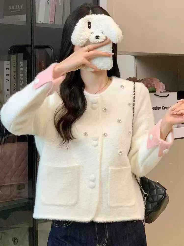 White Pearl Button Cardigan