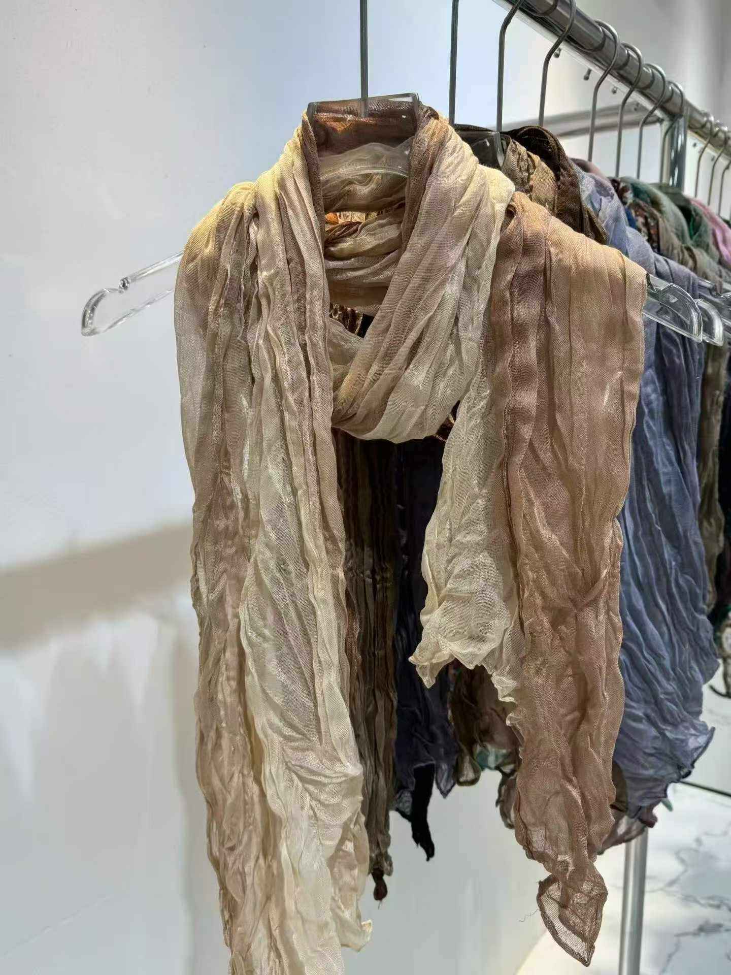 Beige Crinkle Scarf