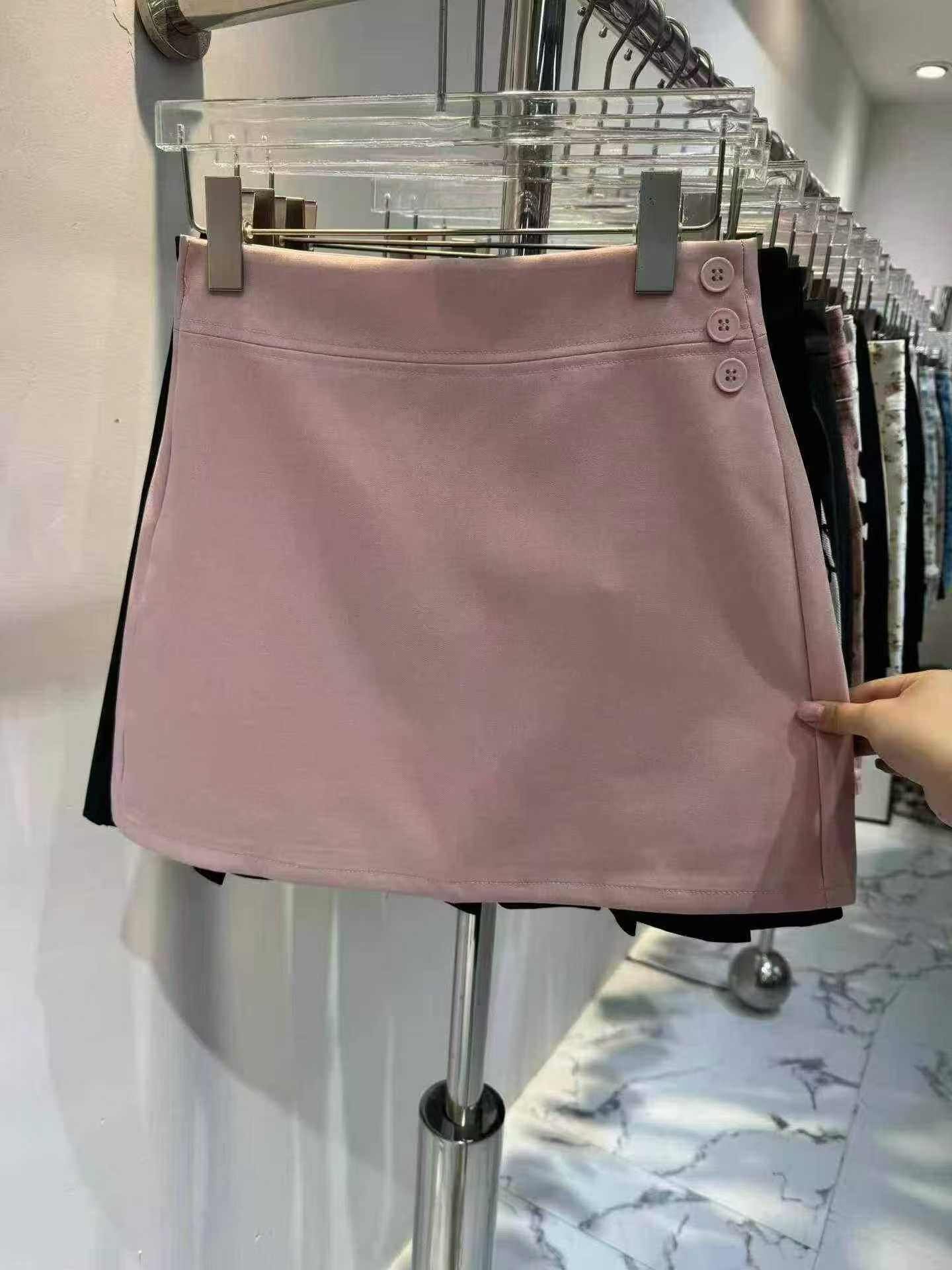Button Detail A-Line Skirt