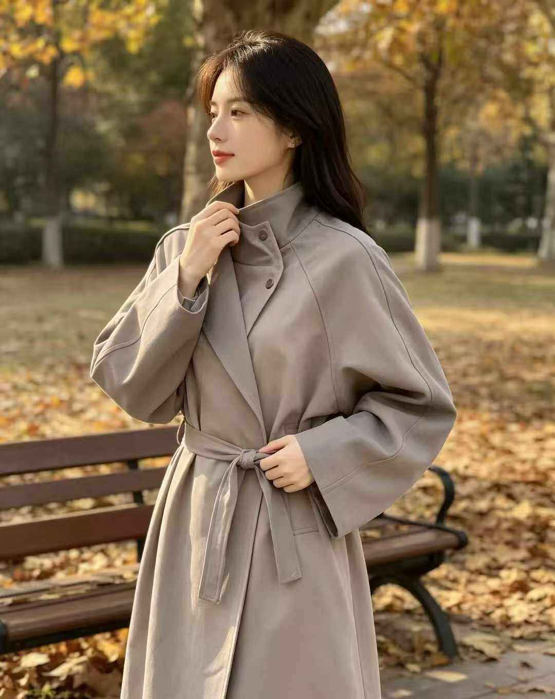 Grey Minimalist Trench Coat