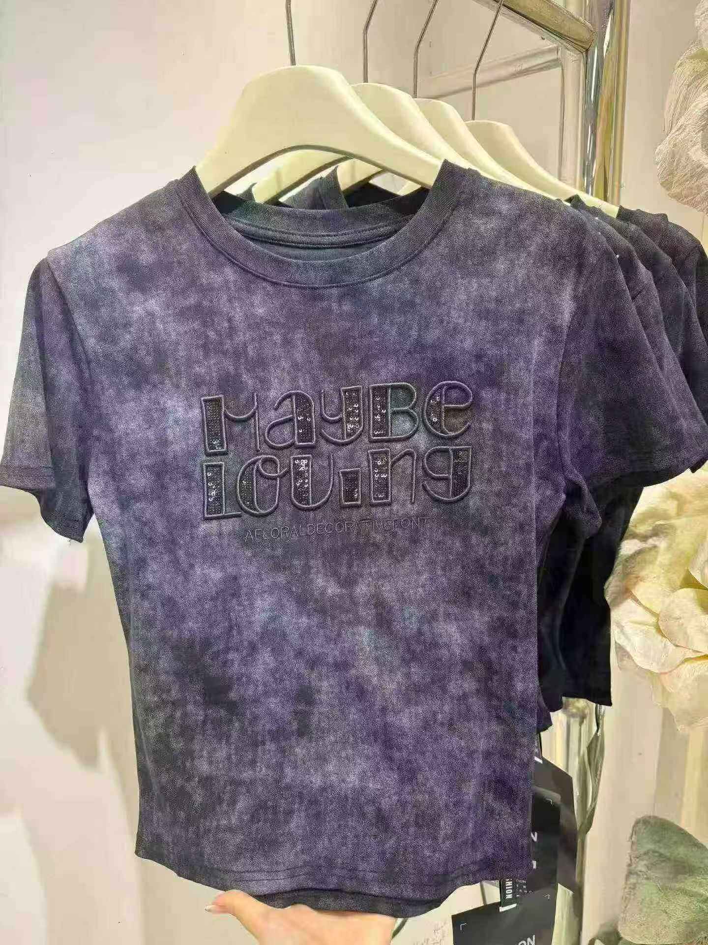 Purple Sequin Letter Tee