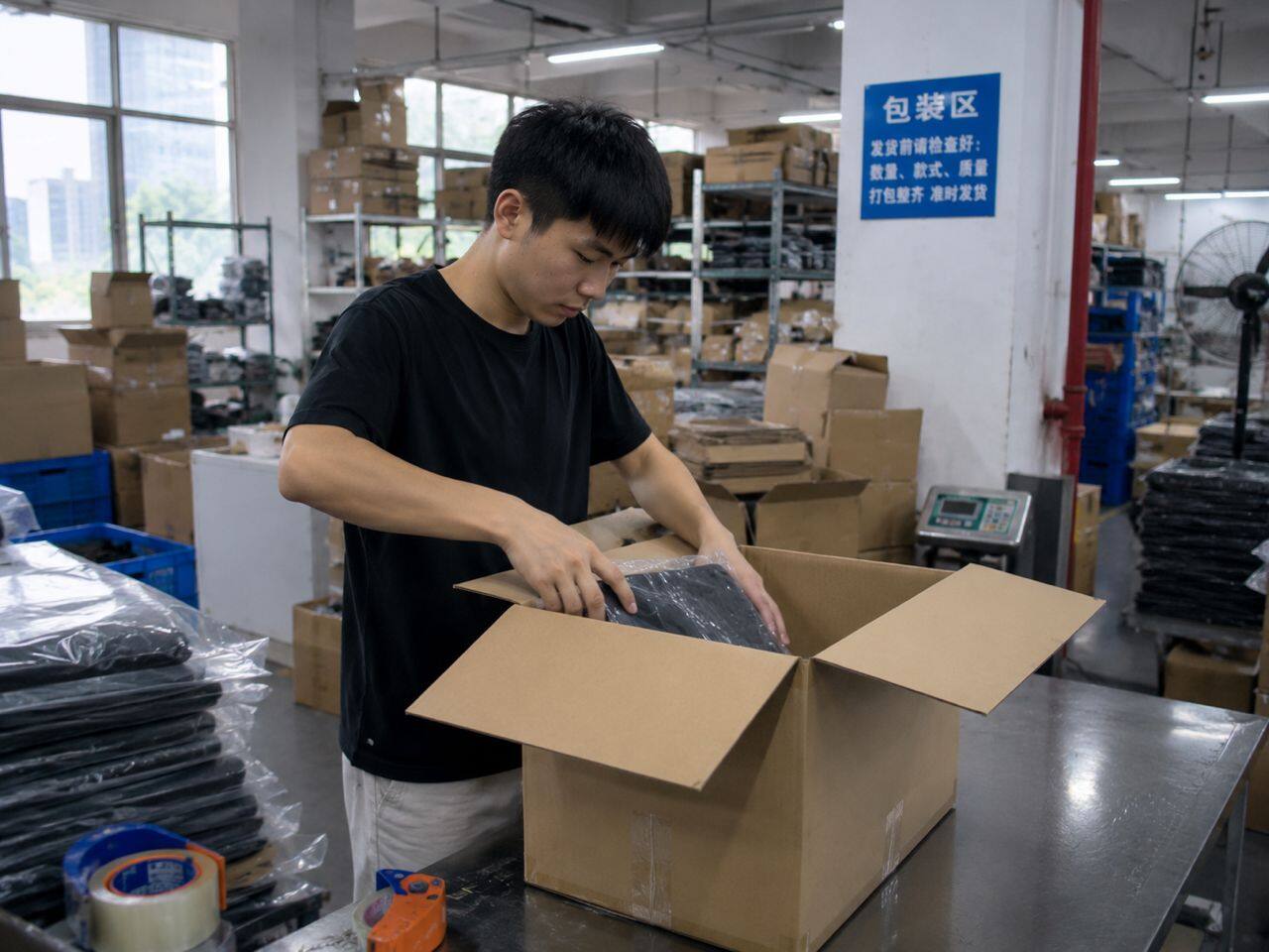 Packing in our bag factory