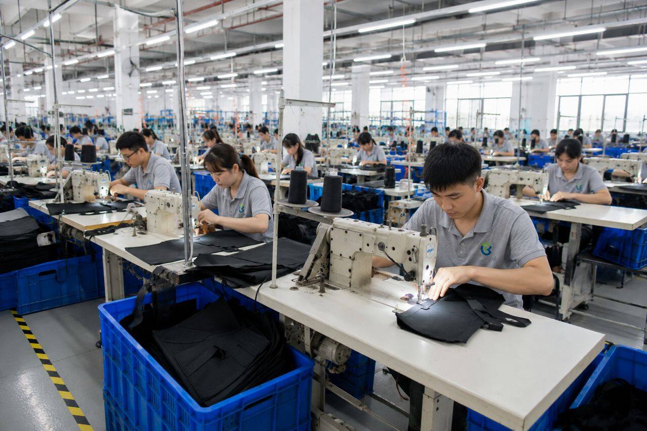 Sewing in our bag factory