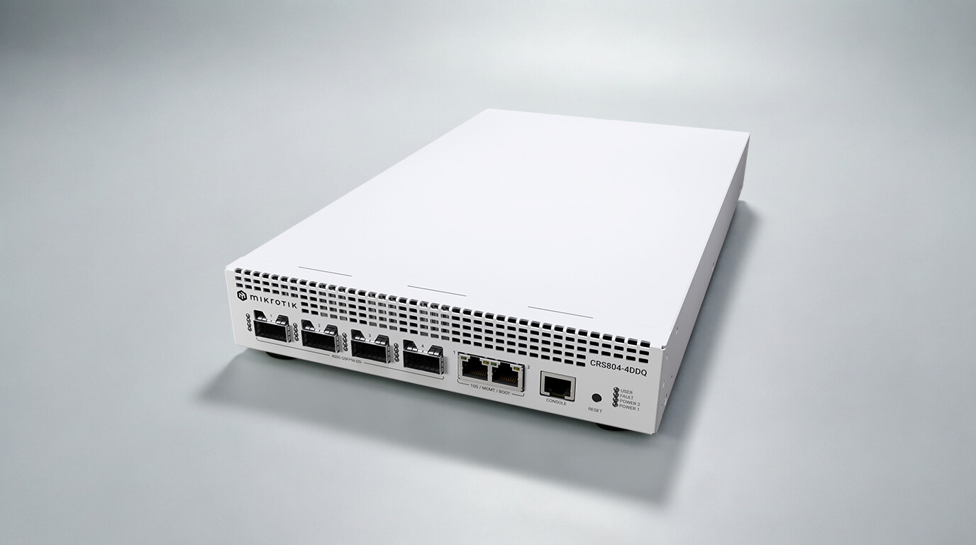 Mikrotik CRS804-4DDQ-hRM Compact 1U 400G Quad-Core CPU Switch