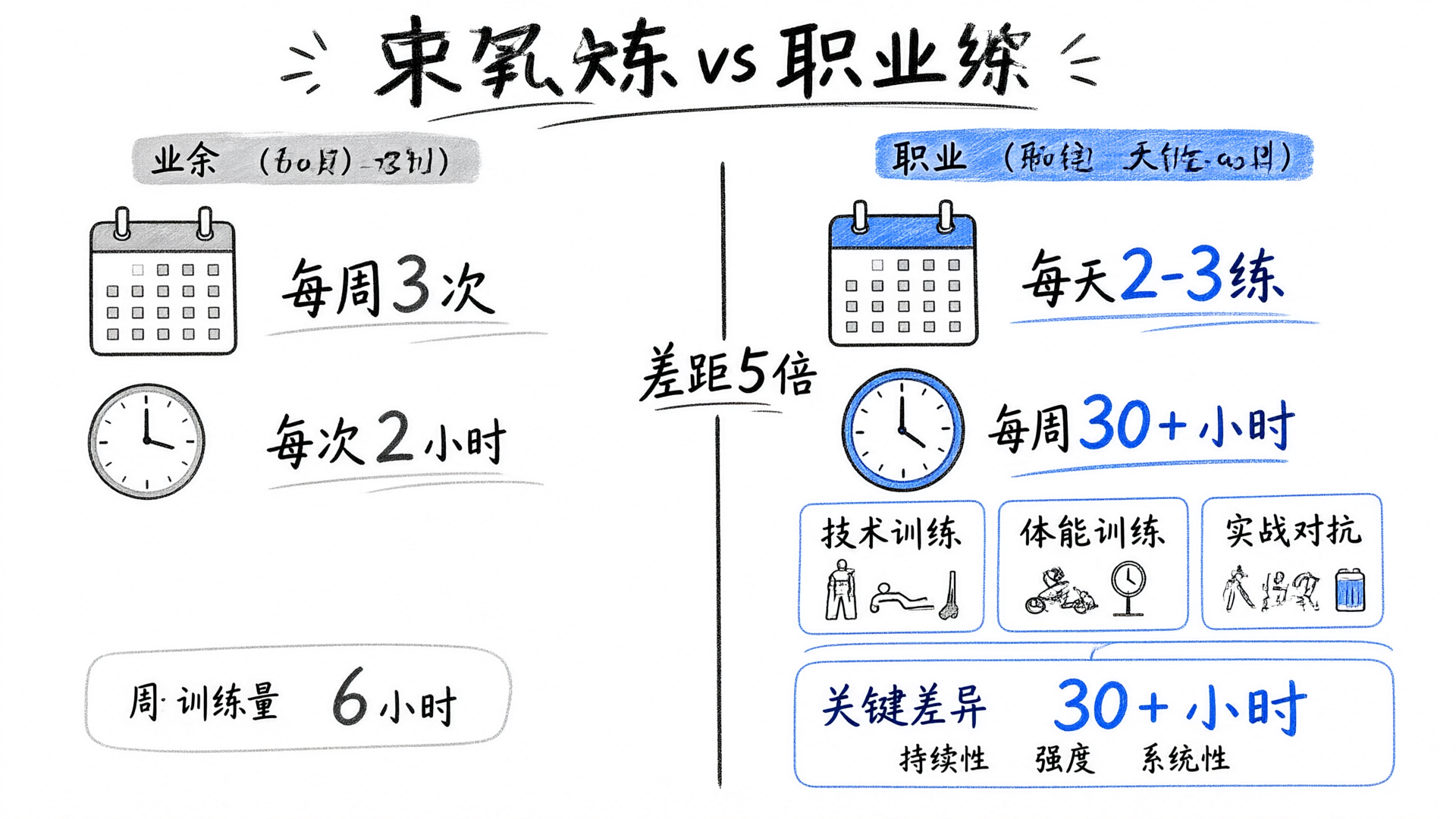 训练强度对比：业余 vs 职业