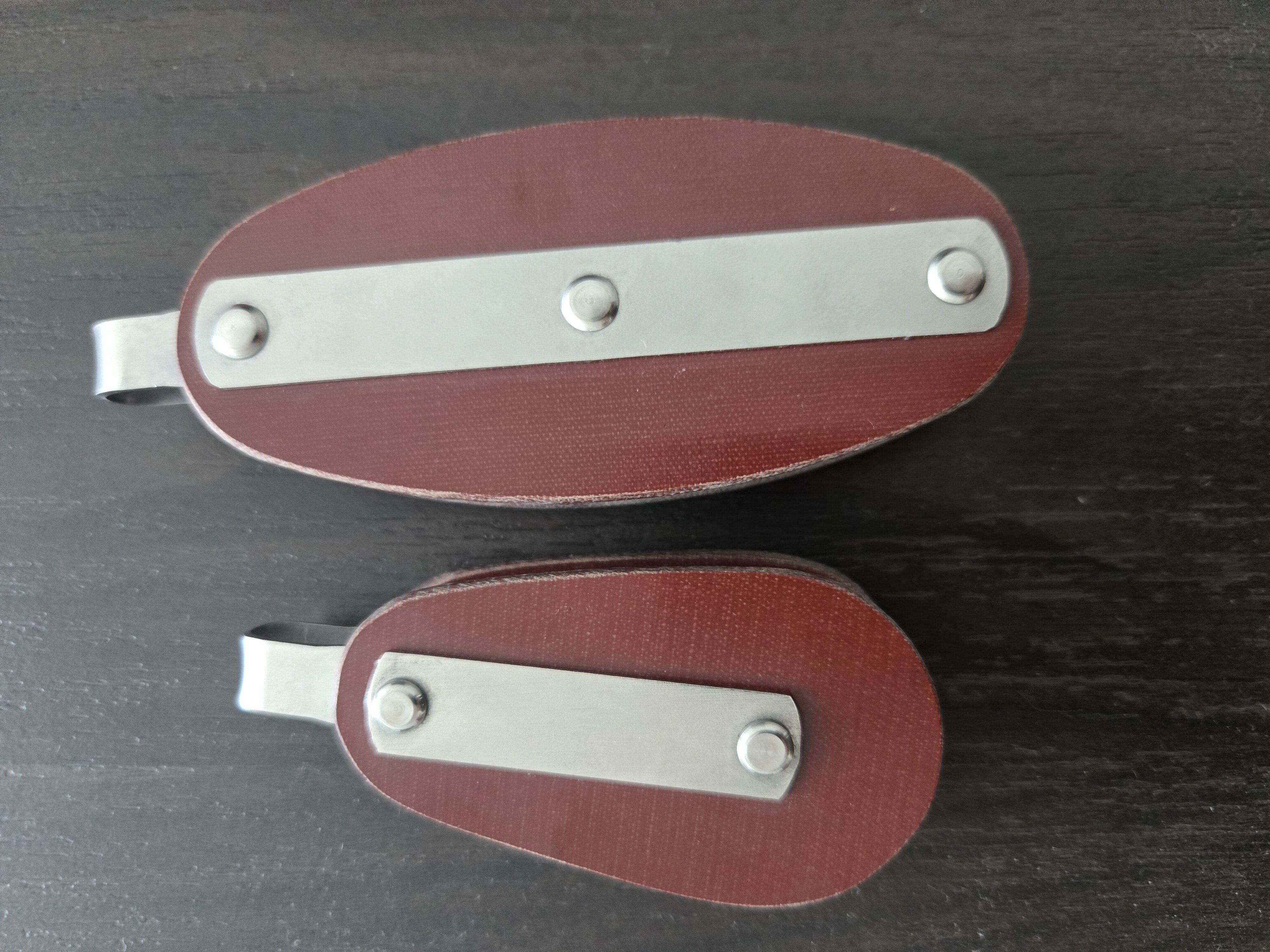 Yiwei Balloons brown leather burner handle grips with metal plate and rivets for hot air balloon operation