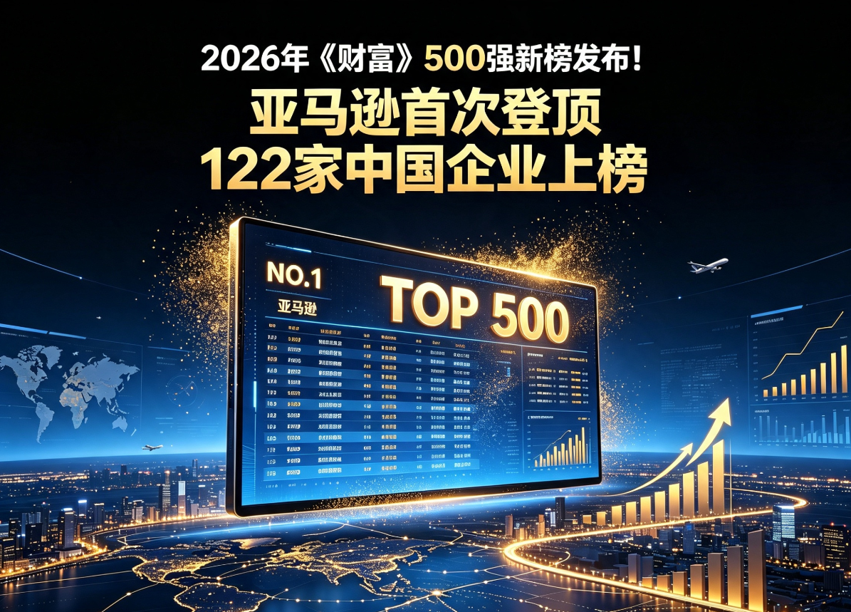 2026年《财富》500强新榜发布!亚马逊首次登顶,122家中国企业上榜