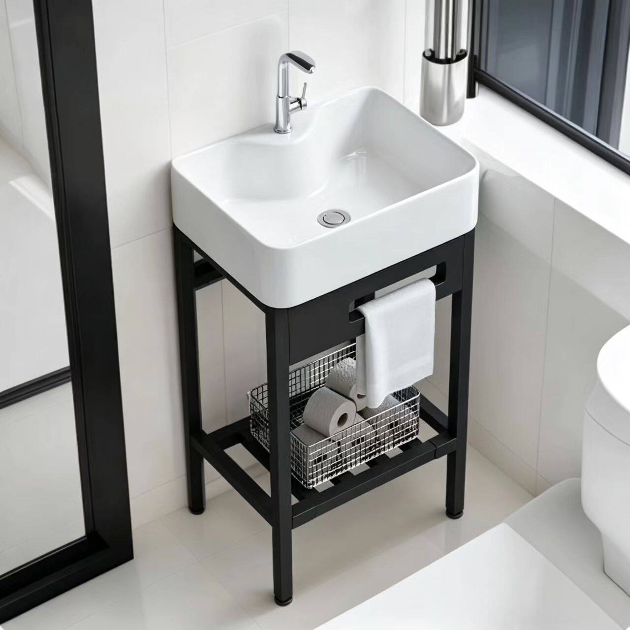 Ceramic Basin Steel Frame